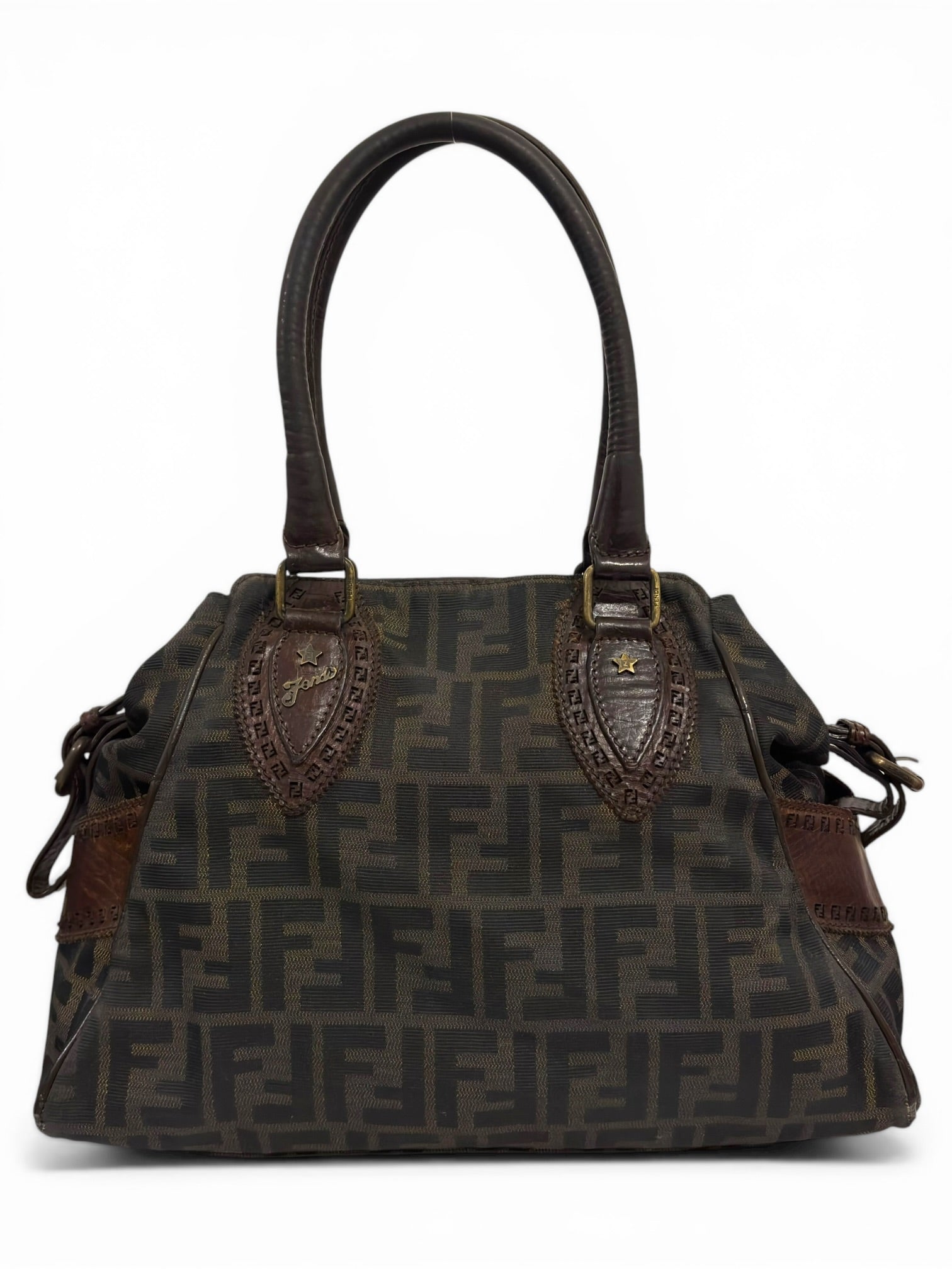 Fendi Brown Monogram Zucca Medium Du Jour
Etniko Canvas & Leather Tote Shoulder Bag