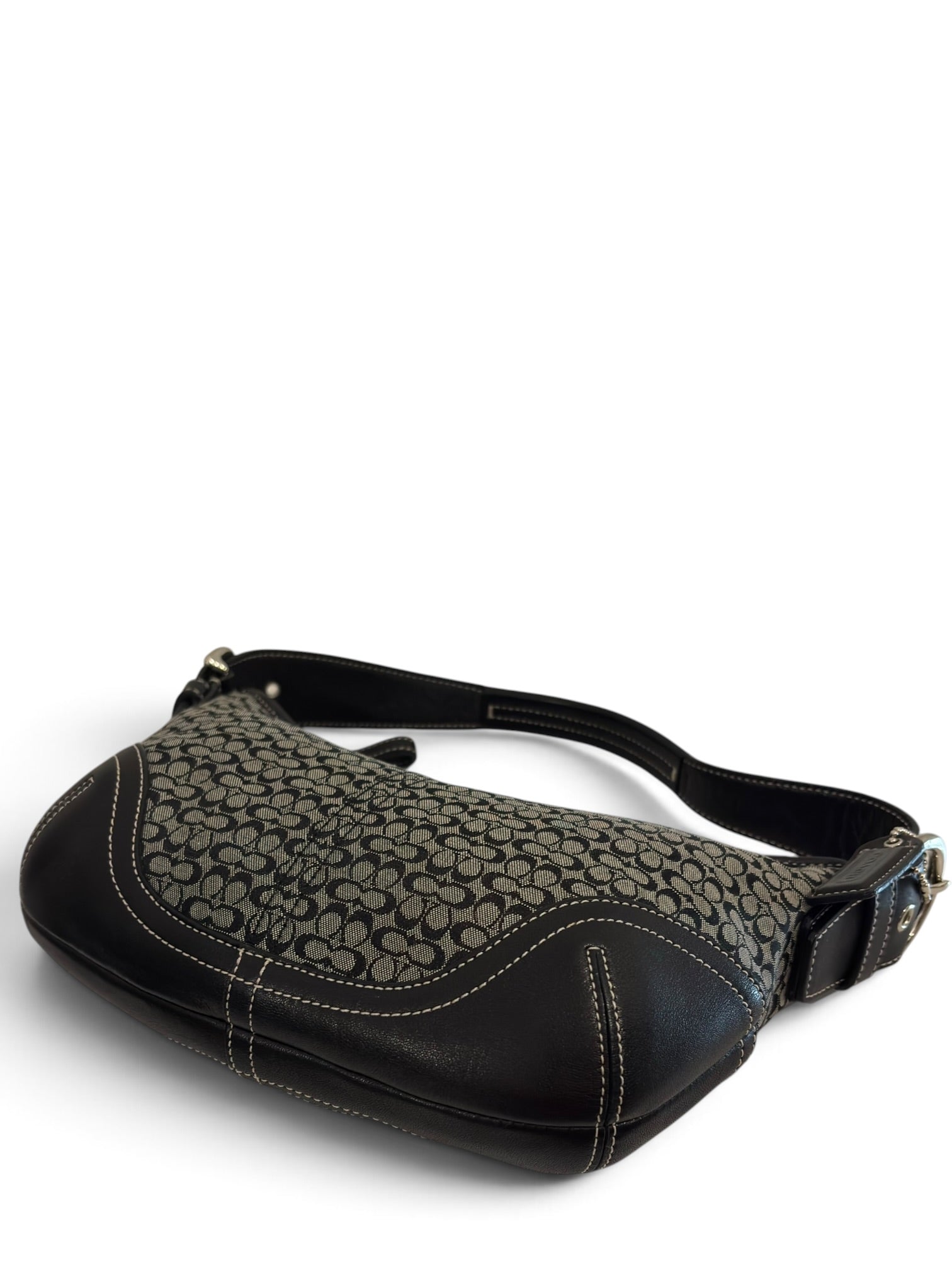 Vintage Coach Soho Bag Black Grey Signature Canvas Hobo Bag Y2K H32-6351