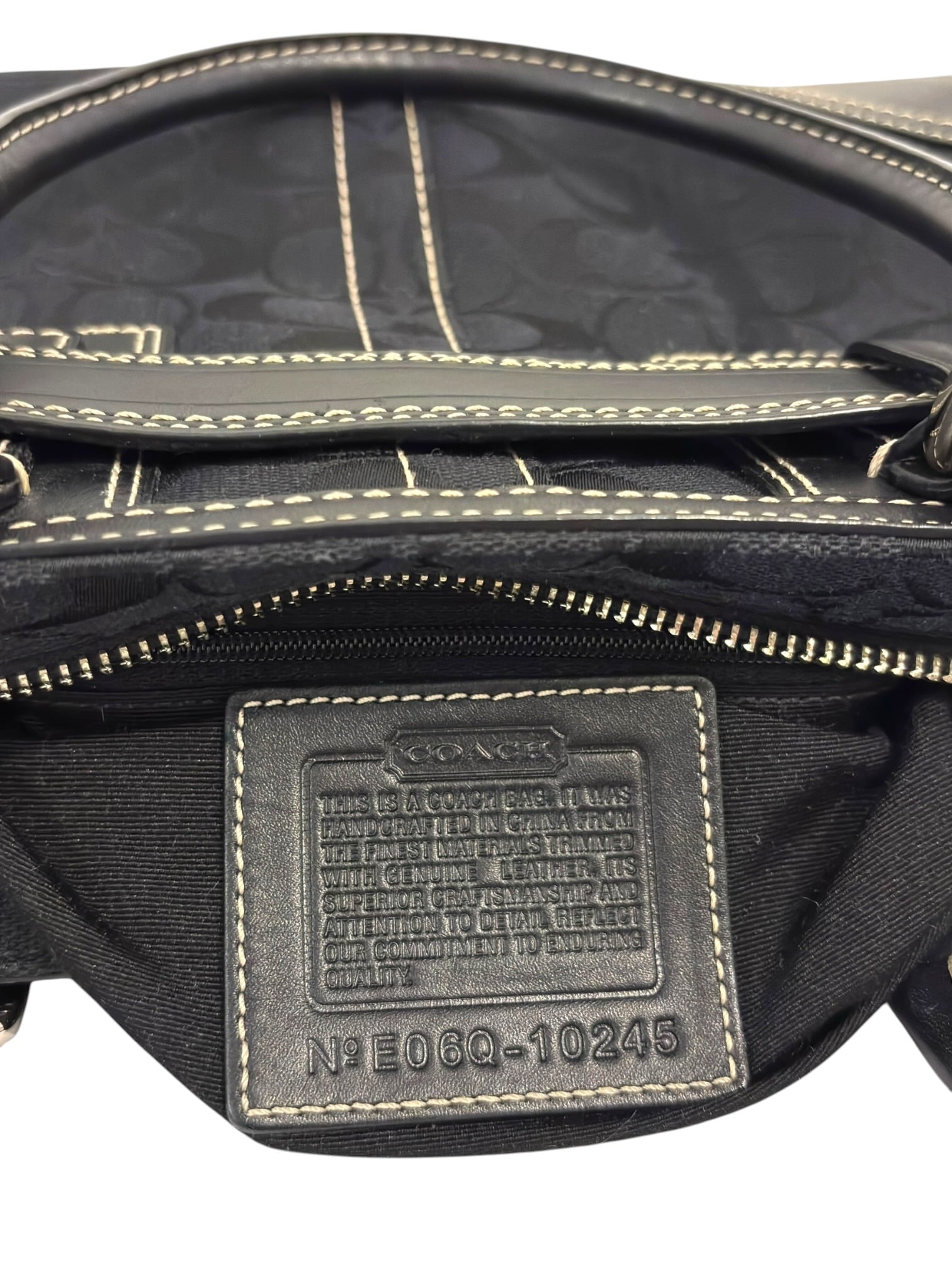 Coach Black Hampton Canvas & Leather Clip Tassel
Belted Tote Shoulder Bag