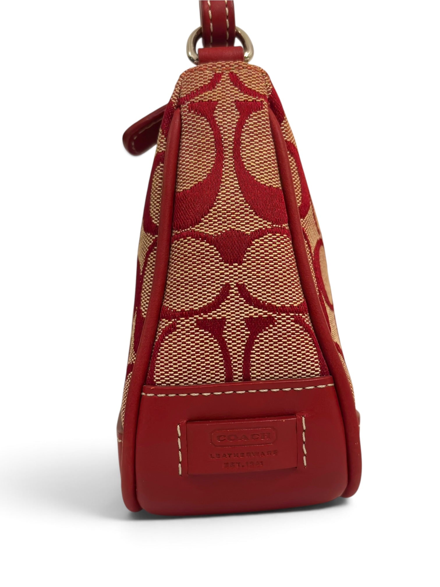バッグ Vintage COACH Hand bag pouch RED 6094 Vintage Coach Bag Demi Mini Red Signature 6094 Shoulder Pouch