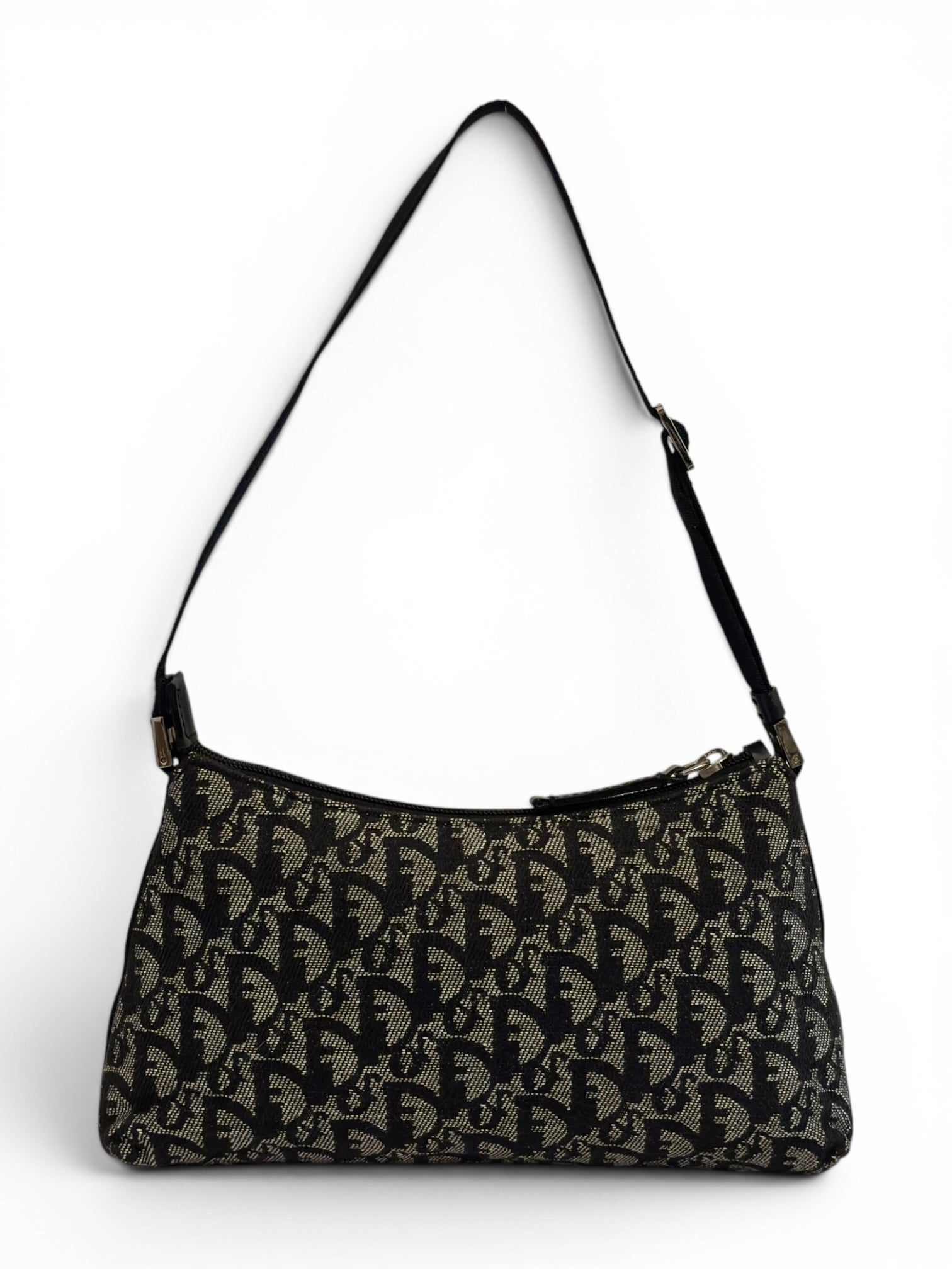 Christian Dior Rare Navy Monogram Oblique Trotter
Canvas Italy Vintage Shoulder Bag