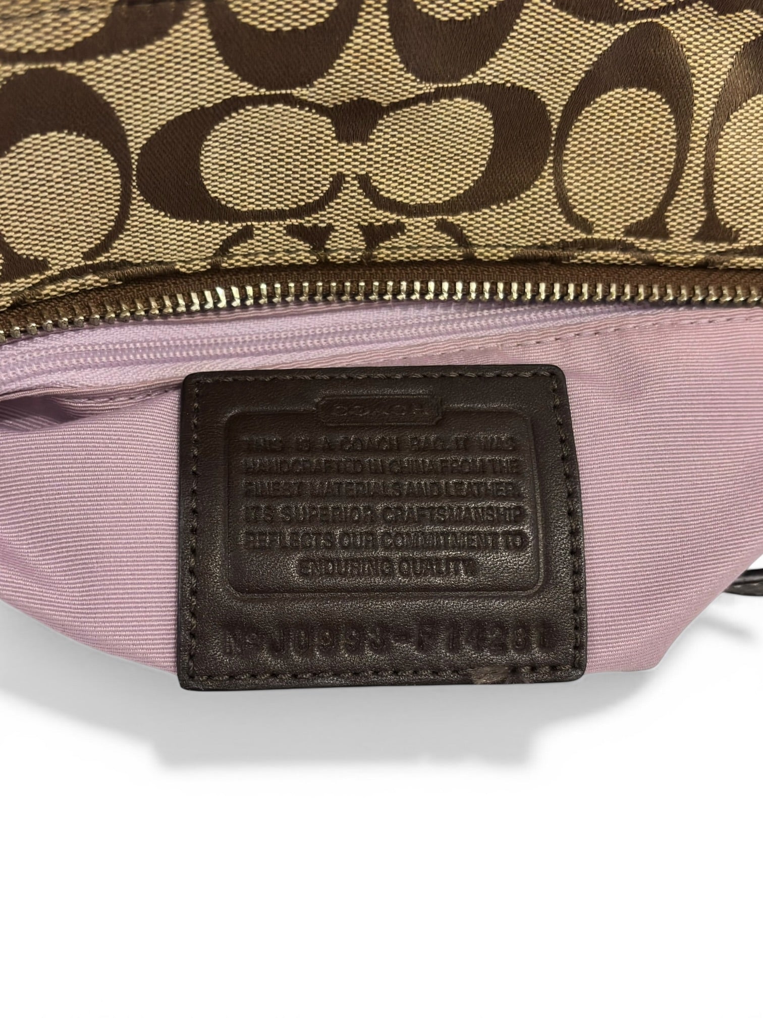 Coach Brown Beige Pleated Signature Gallery Canvas & Patent Leather Tote Shoulder Bag