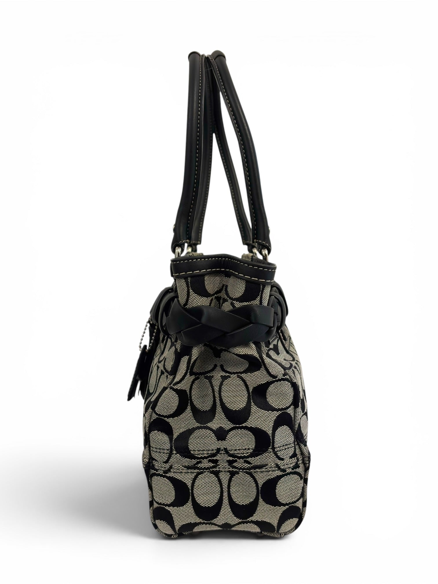 Vintage Coach Hamptons Signature Black & Grey Shoulder
Bag F15665