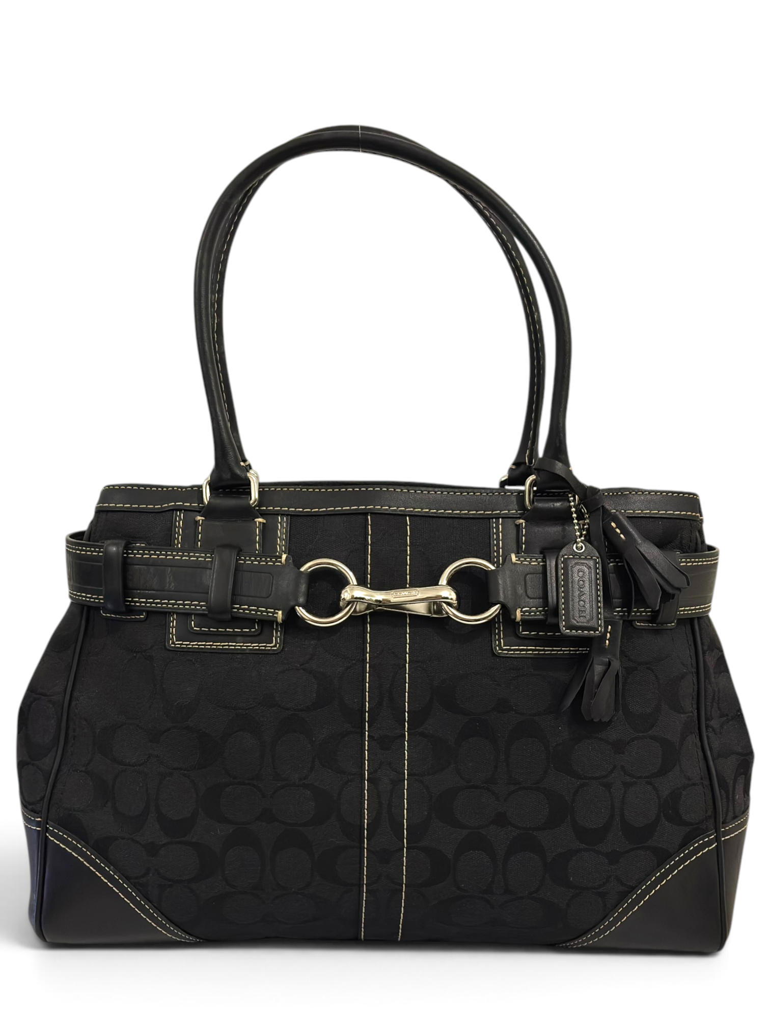 Vintage Coach Bag Hamptons Signature Tote In Black 10246