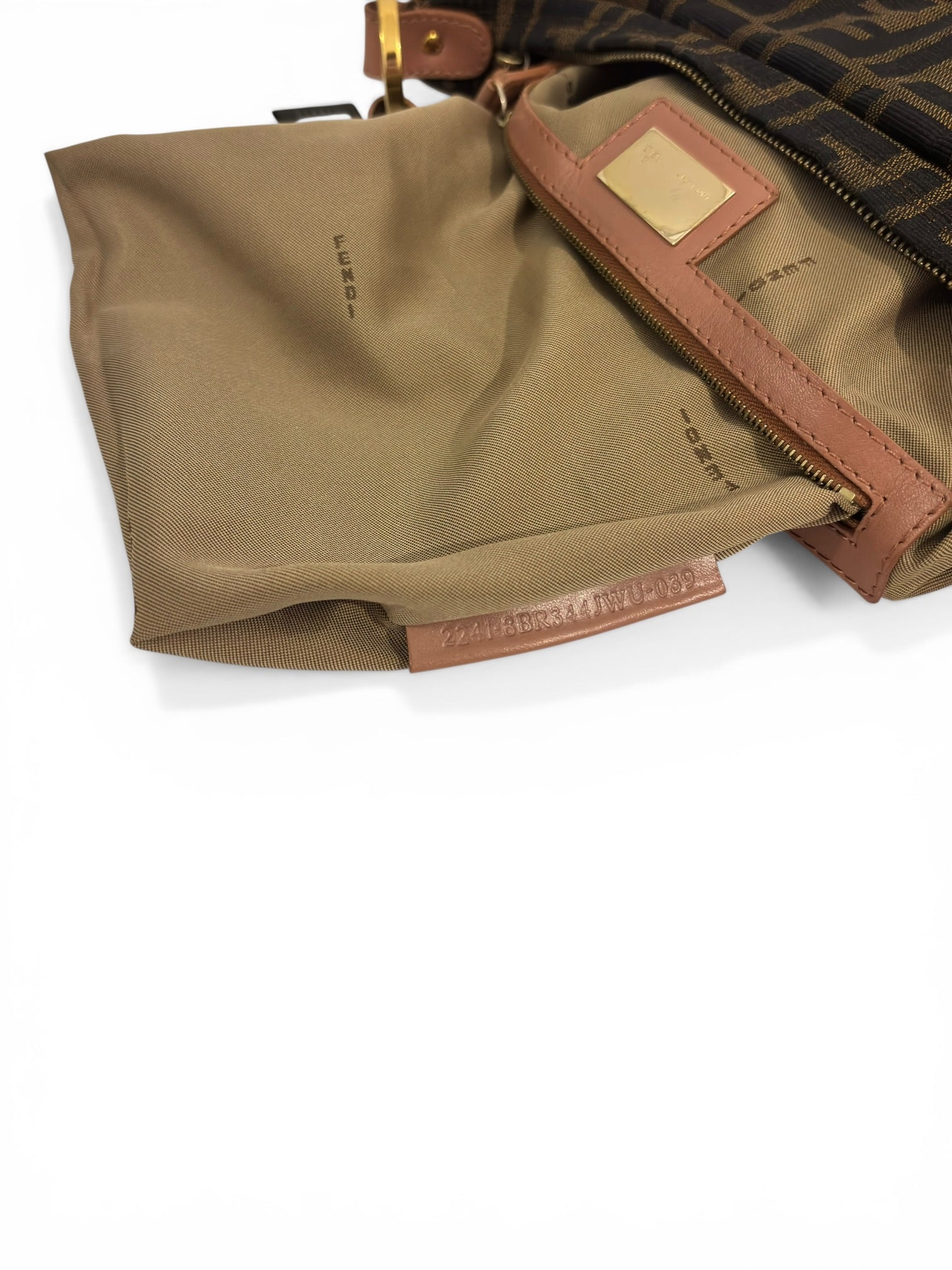 Fendi Brown & Pink Canvas & Leather Chef Zucca FF
Hobo Shoulder Bag