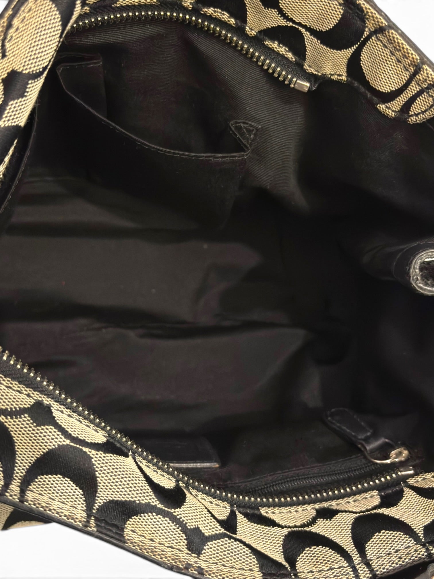 Vintage Coach Soho Signature Bag Pleated Black & Grey Tote Shoulder Bag