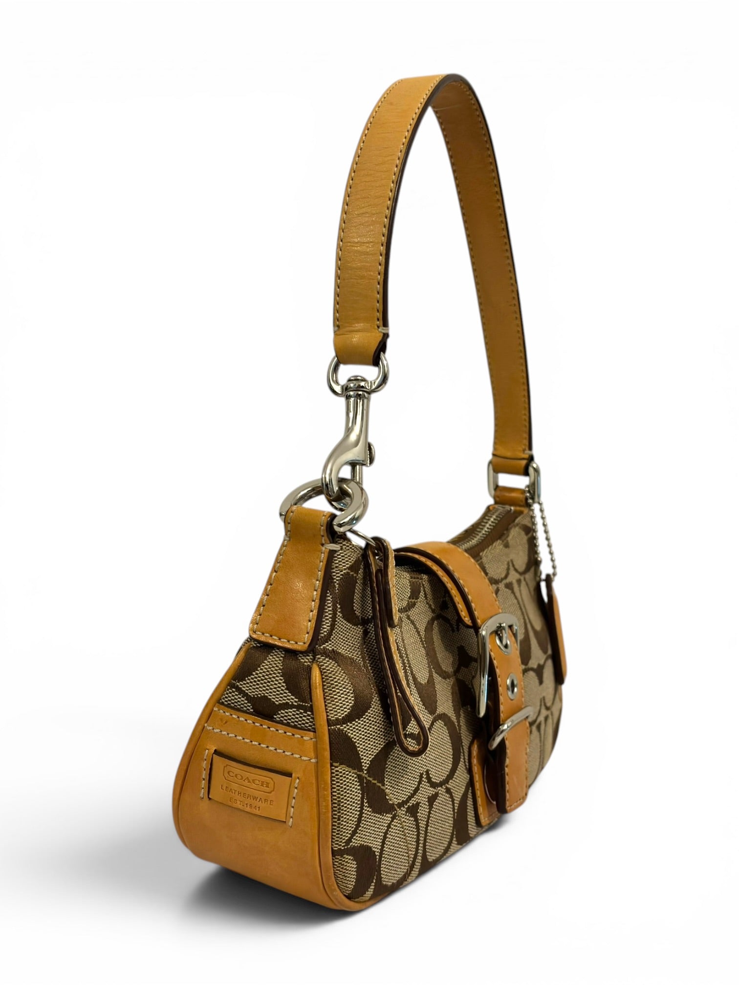 Coach Brown & Beige Tan Signature Mini Soho Demi Canvas & Leather Vint