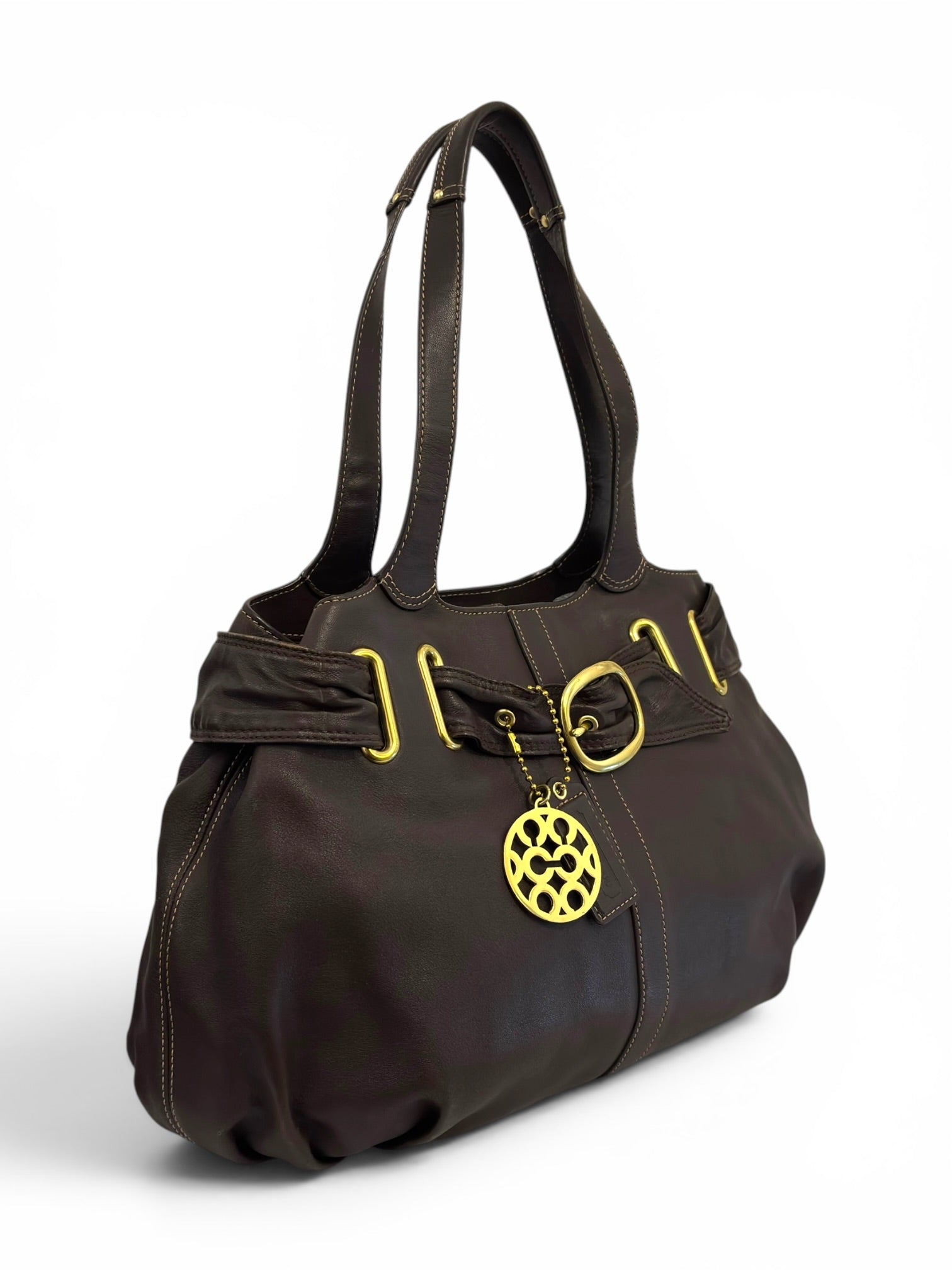Vintage Coach Dark Brown Leather Soho Buckle
Shoulder Tote Bag 13885