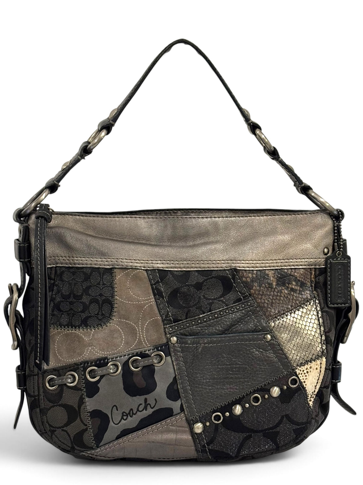 Vintage Coach Patchwork Bag 12901 Rare Zoe Hobo Bag In Black