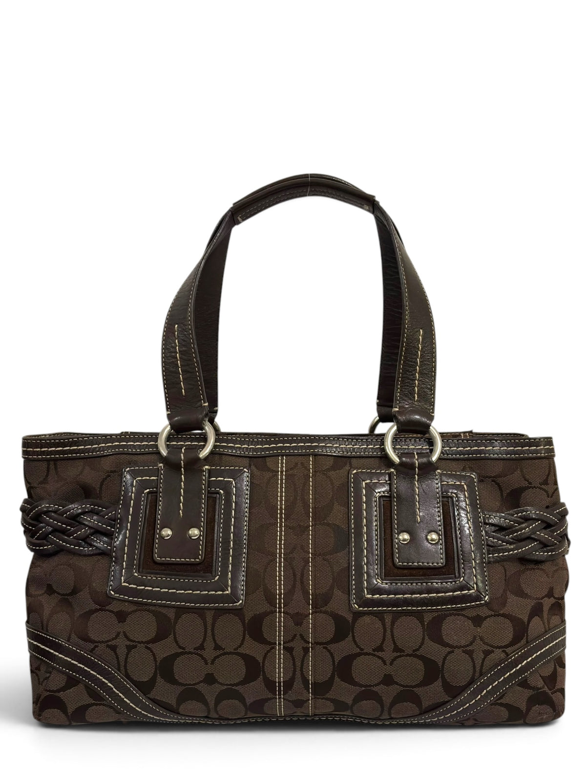 Vintage Coach Soho Bag Signature Brown Braided Tote 05089