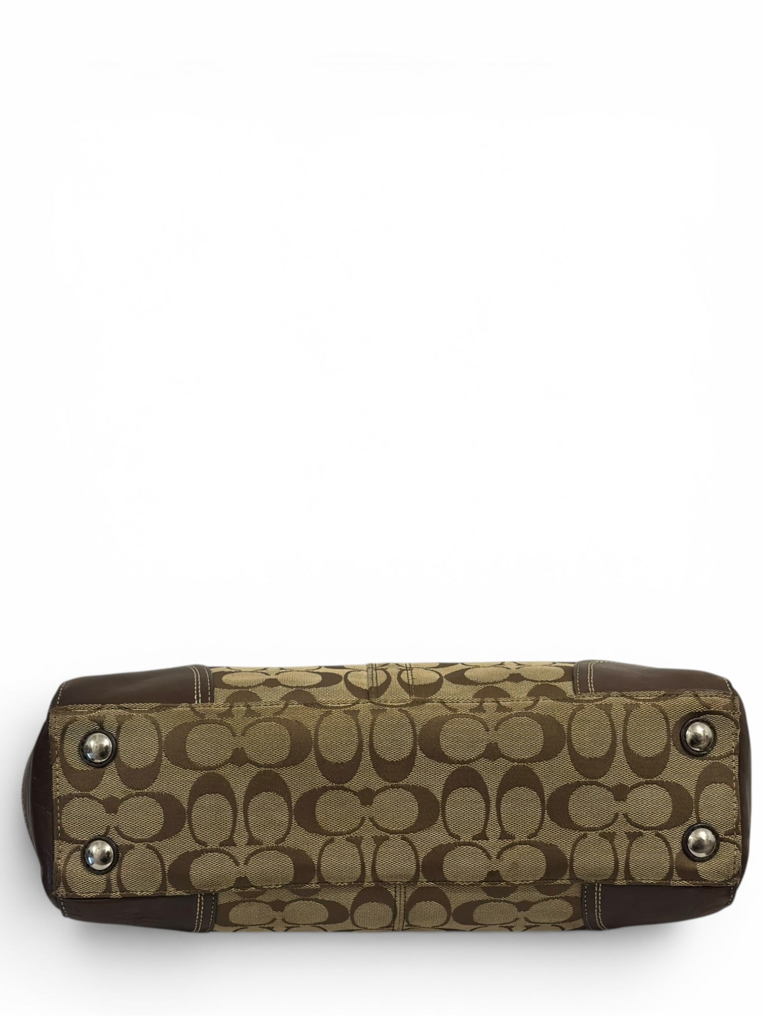 Coach Chestnut Brown Canvas & Leather Turnlock Hamptons Carryall F13975 Tote Vintage Shoulder
Bag