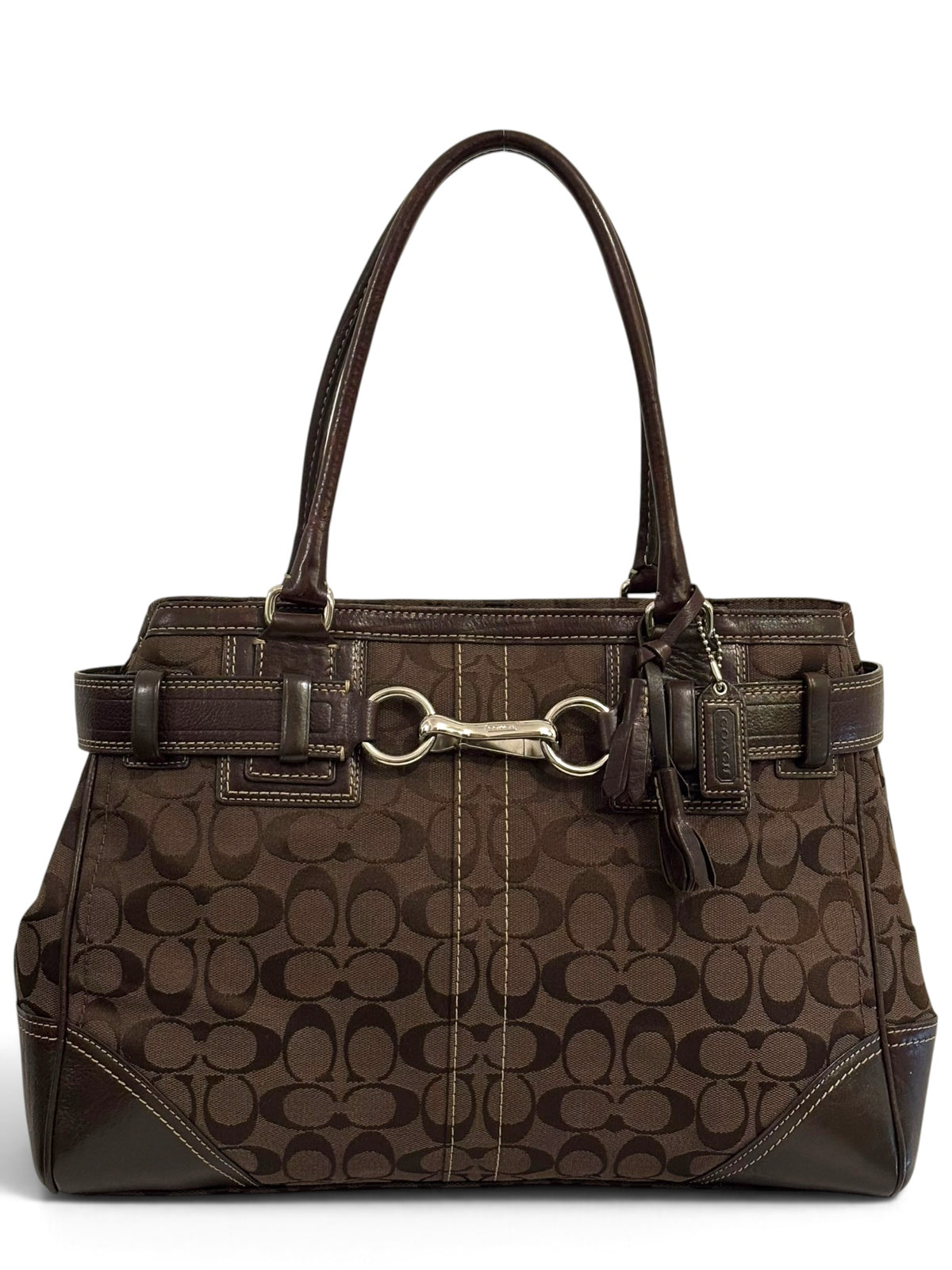 Vintage Coach Hamptons Bag 10246 Chocolate Brown Signature Tote