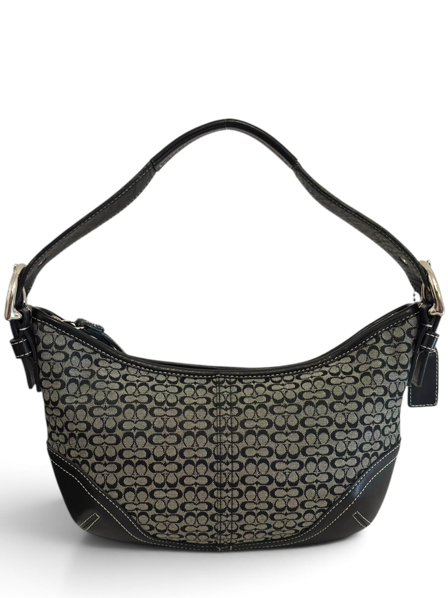 Vintage Coach Soho Bag Black Grey Signature Canvas Hobo Bag Y2K H32-6351