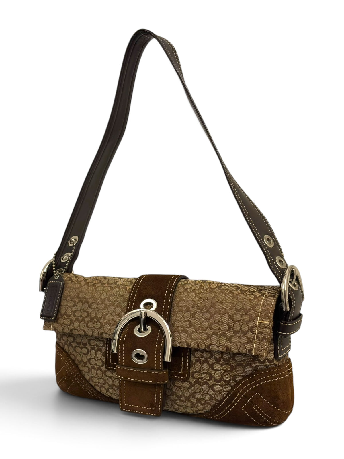 Vintage Coach Soho Signature Brown Y2K Shoulder Bag 3628