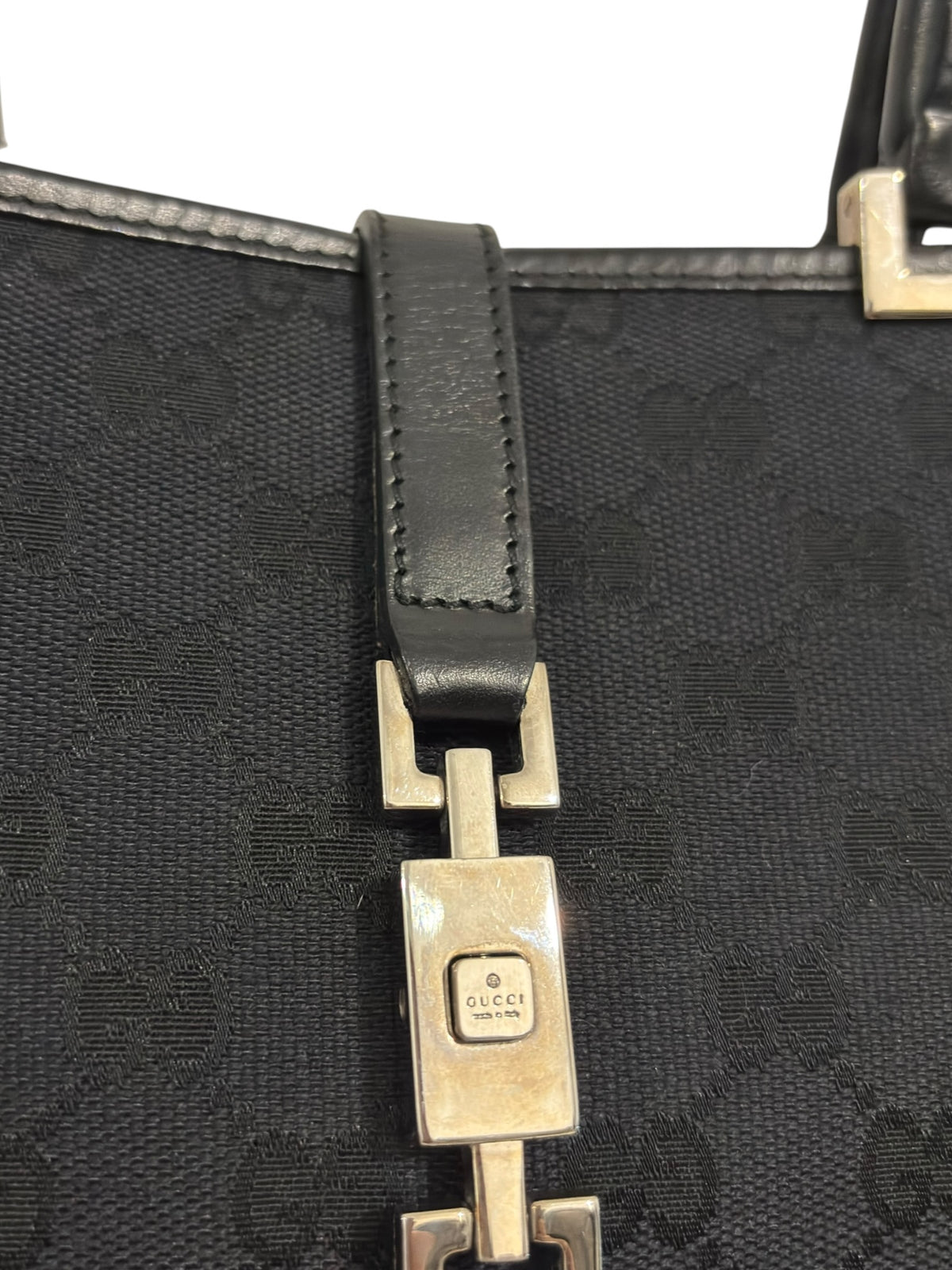Vintage Gucci Jackie Tote Bag Black GG Canvas 002 1065 3444