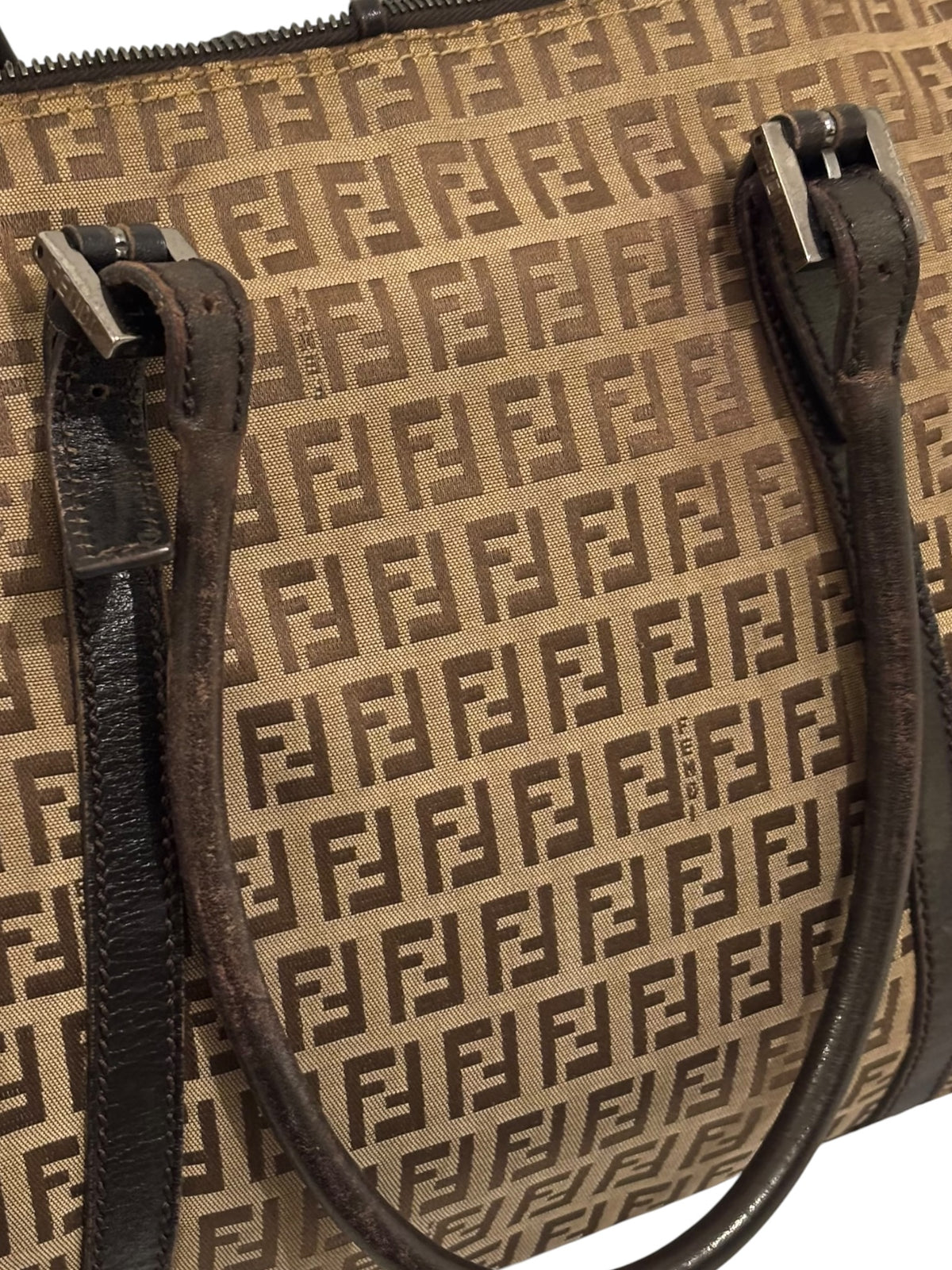 Vintage Fendi Zucca Bag FF Monogram Tote In Brown
