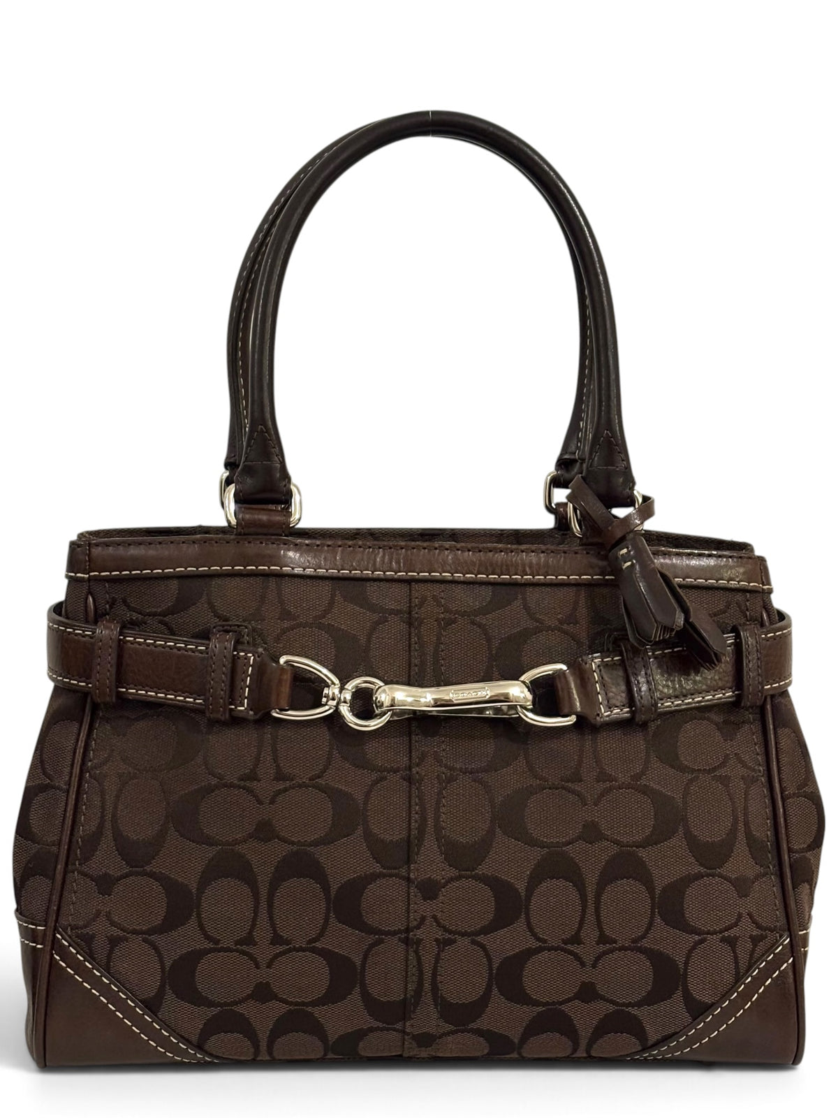 Vintage Coach Hamptons Bag FS8K06 Signature Chocolate Brown Tote