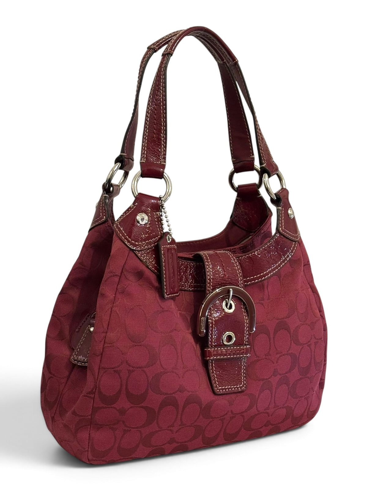 Vintage Coach Soho Lynn Bag F17094 In Burgundy Red Rare Colourway