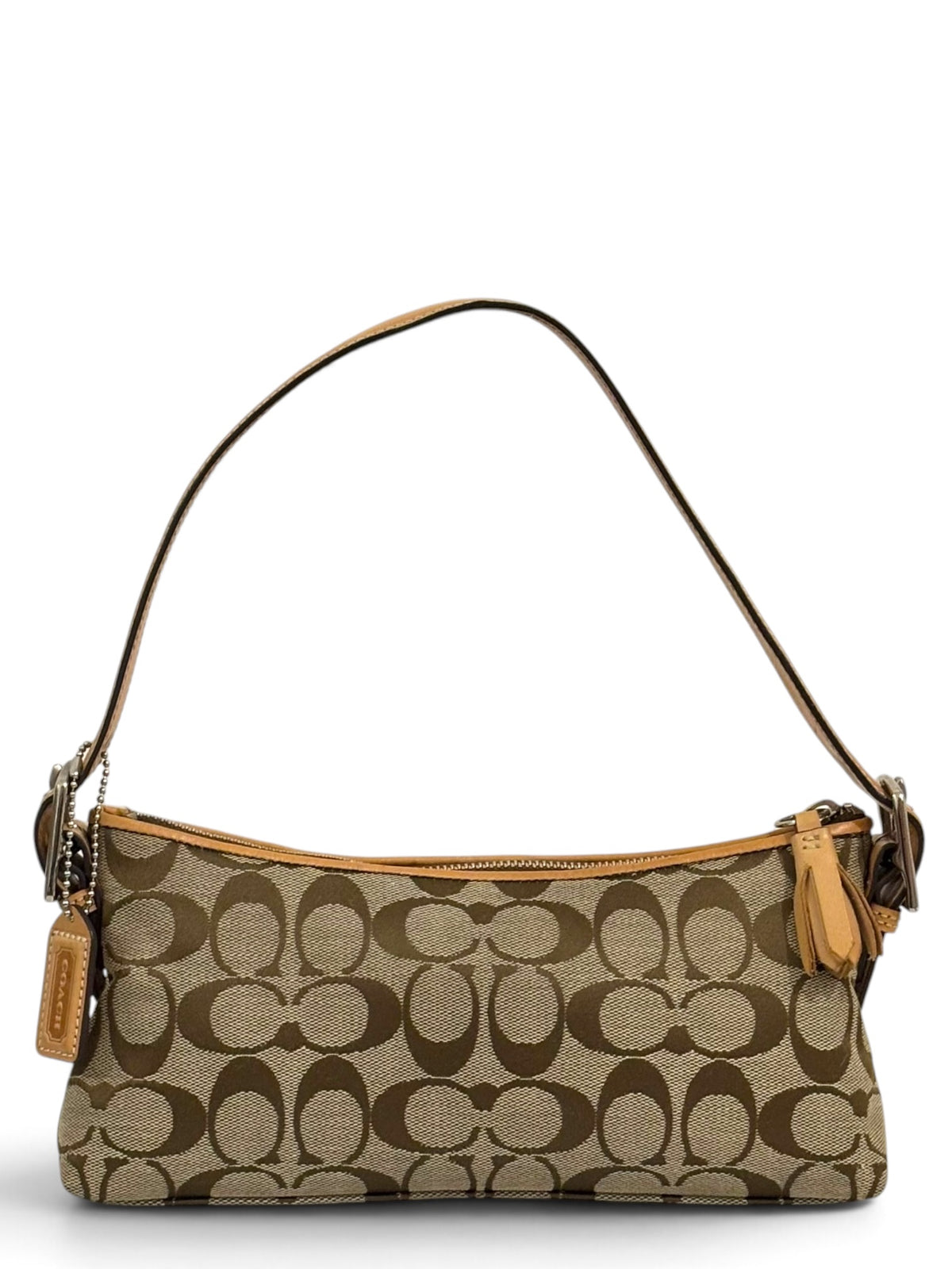 Vintage Coach Demi Baguette Bag 6371 East West In Signature Brown