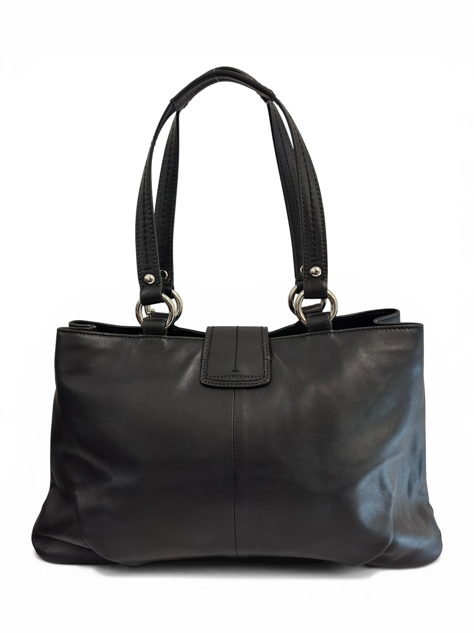 Coach Soho Black Leather Buckle East West Tote Shoulder Bag