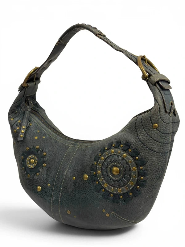 Vintage Coach Limited Edition Bag 10063 Mia Distressed Leather Studded Hobo