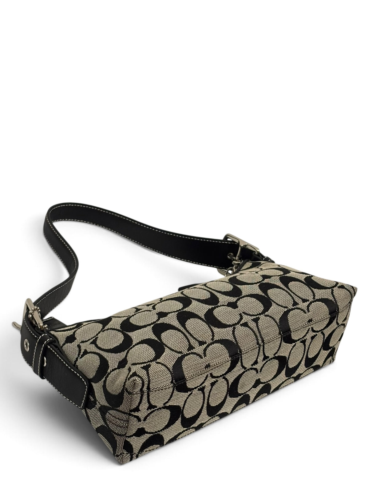 Vintage Coach Baguette Bag 6371 East West In Signature Black & Grey