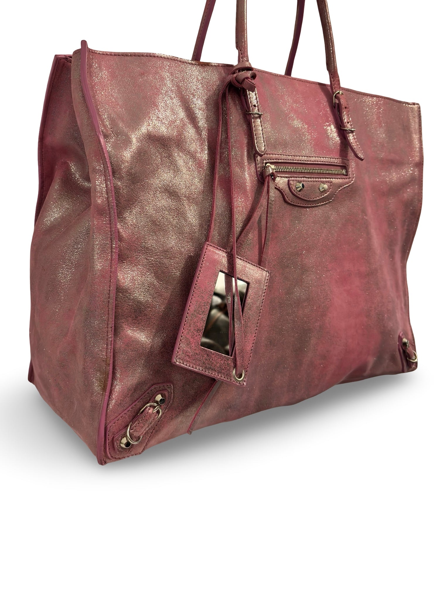 Balenciaga Metallic Leather Pink & Silver Papier A5
City Tote Shoulder Bag