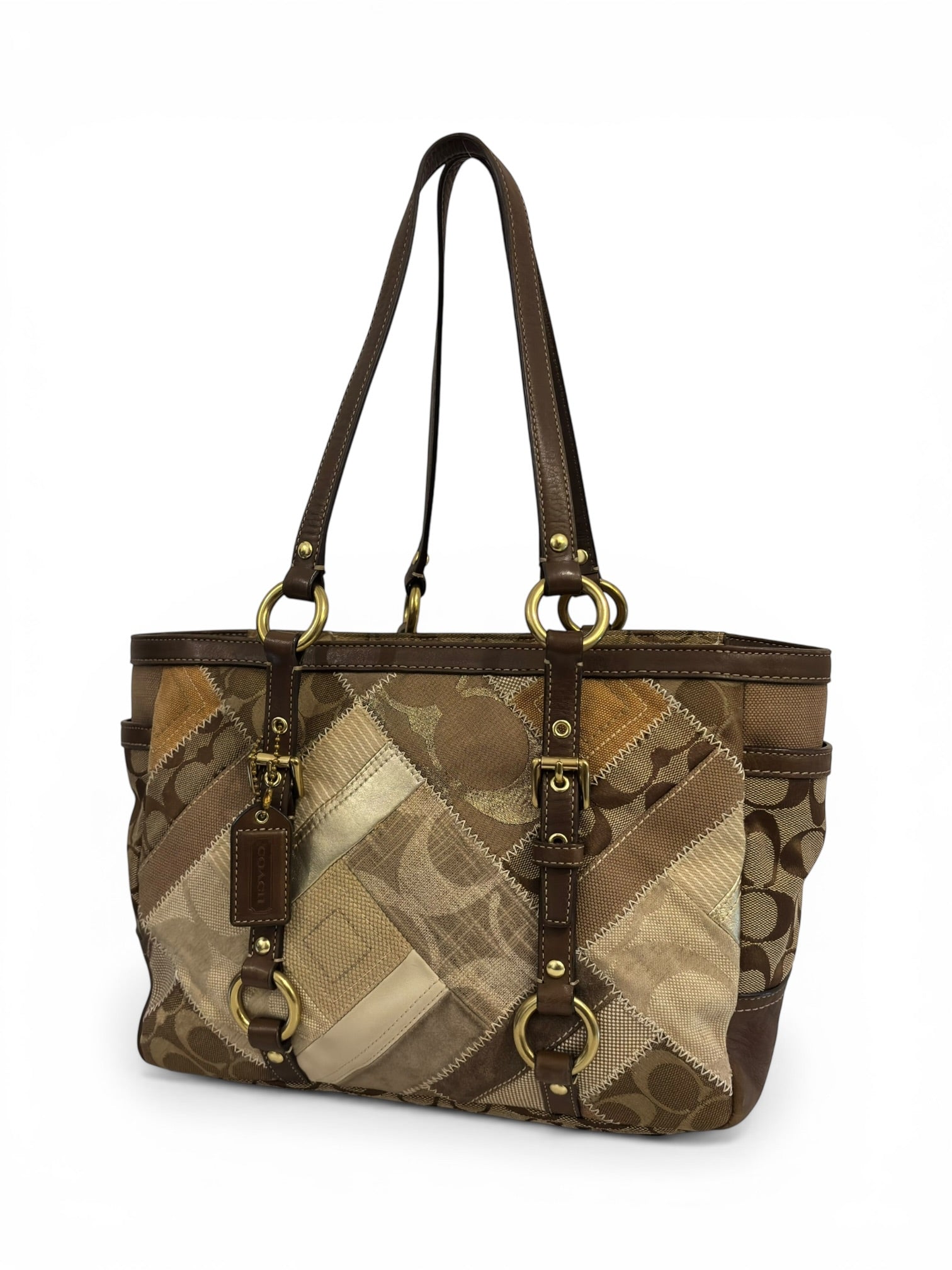 Coach Brown Vintage Patchwork Suede Leather Canvas 2000's Tote Shoulder Bag