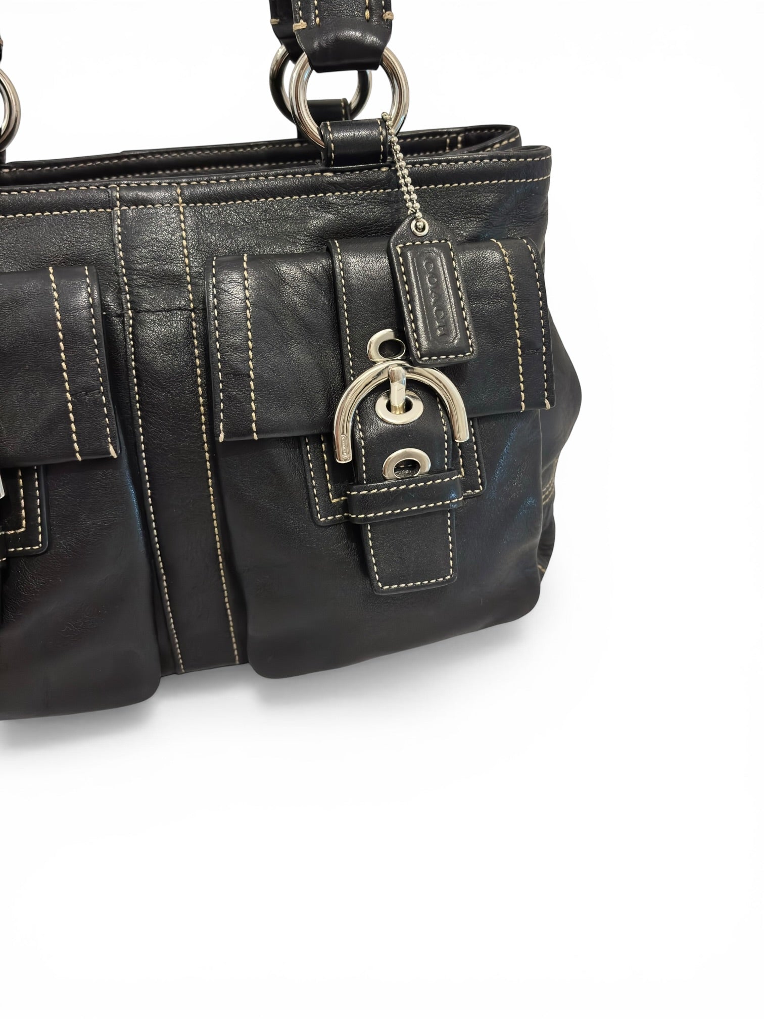 Coach Black Soho Double Pocket Leather 8A09 Tote Shoulder Bag