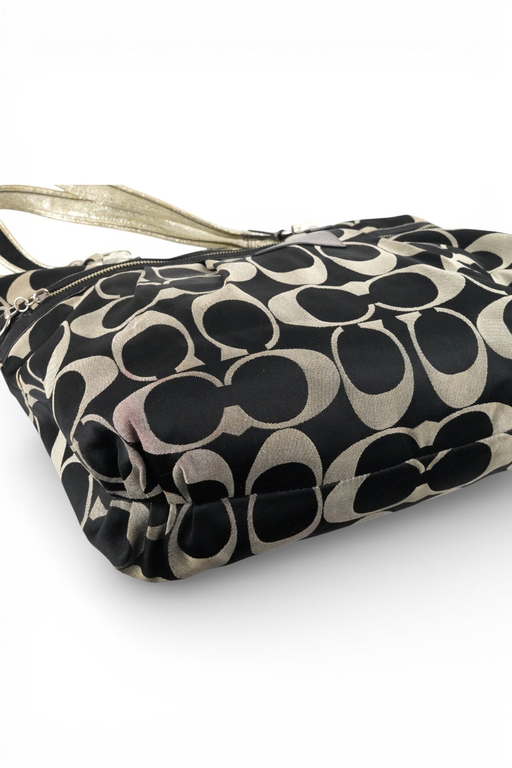 Coach Large Poppy Black & Grey Signature Tote Shoulder Bag