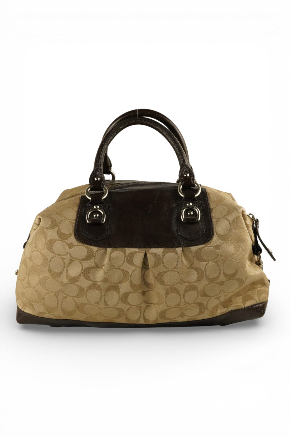 Coach Brown Vintage Satin Brown Canvas Leather & Satin Shoulder Bag With Strap
