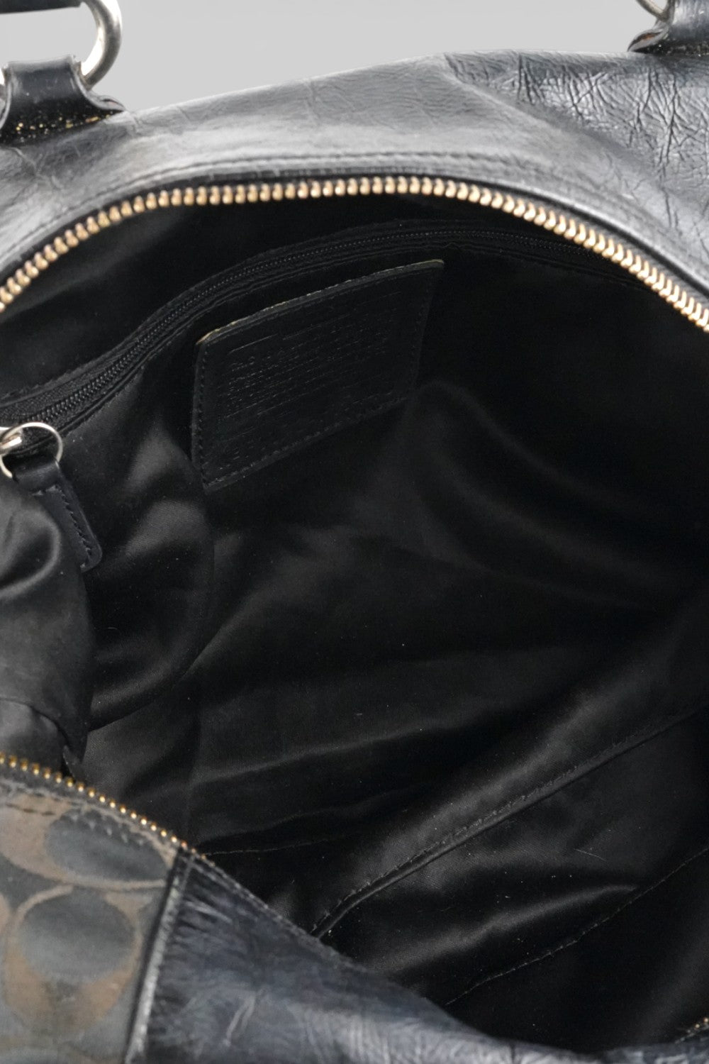 Coach Vintage Black Madison Signature Canvas Satin & Patent Leather Handbag Shoulder Bag