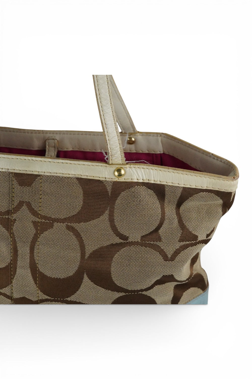 Coach Vintage Brown & Multi-colour Signature Stripe Rainbow Tote Shoulder Bag