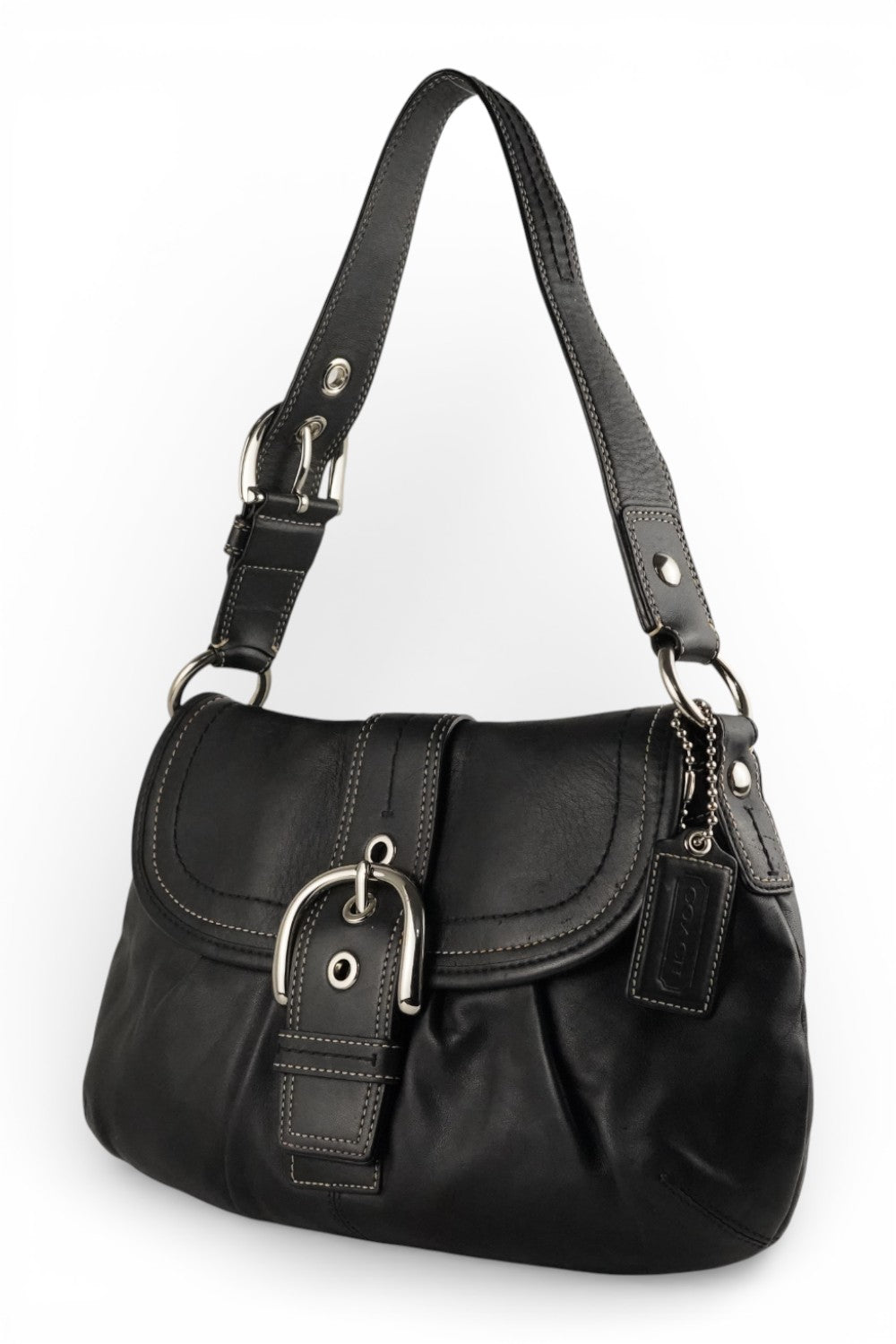 Coach Black Vintage 2000’s Leather Signature Sufflette Soho Hobo Shoulder Bag
