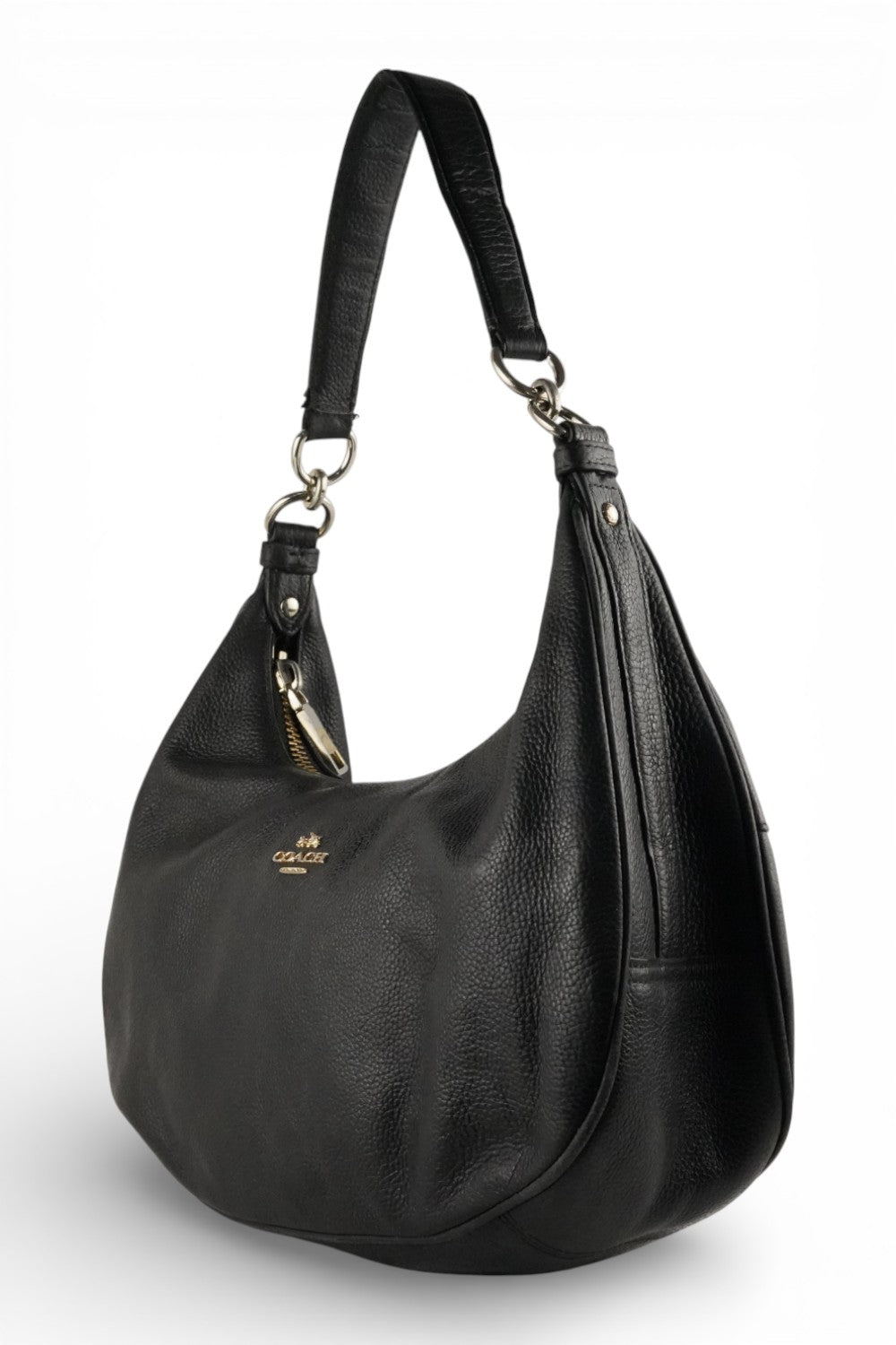 Coach Harley Black East West Hobo Bag Pebbled Leather Shoulder Bag