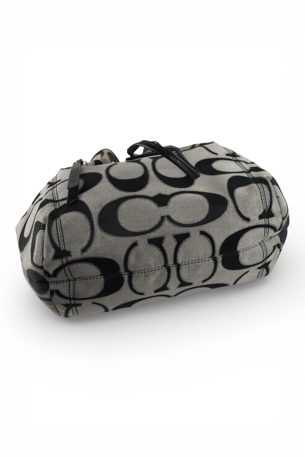 Coach Rare Black Grey & Silver Daisy Metallic Signature Vintage Bucket Bag