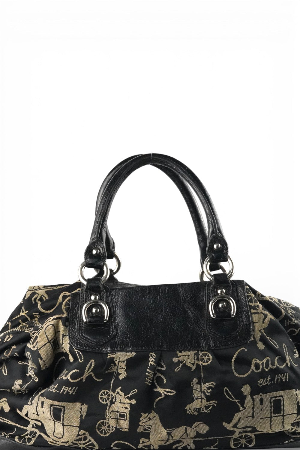 Coach Black & Grey Ashley Satchel Horse & Carriage Vintage Satchel Shoulder Bag