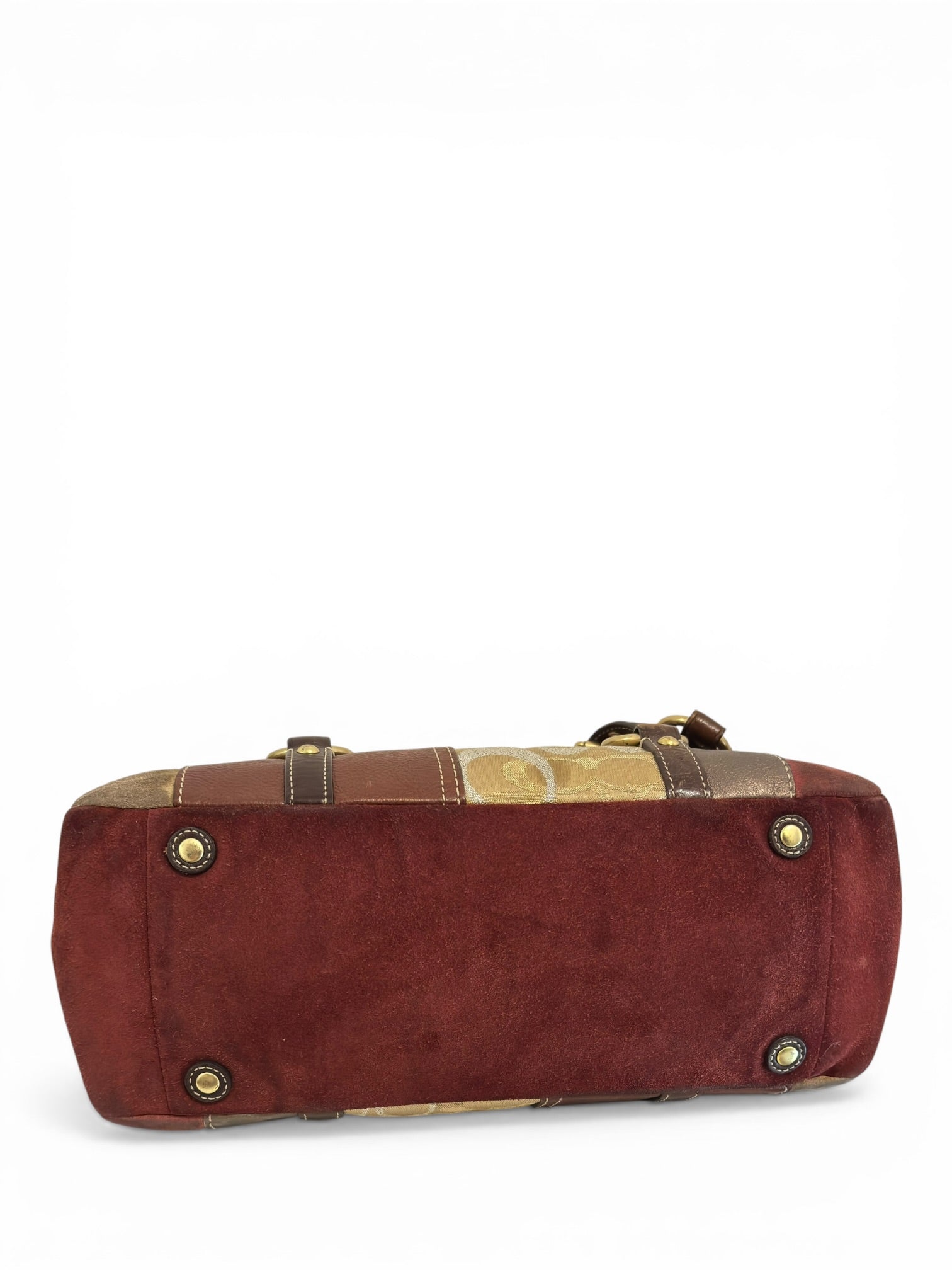 Coach Rare Limited Edition Holiday Legacy Pony Hair Patchwork Brown Red Tote Shoulder Bag