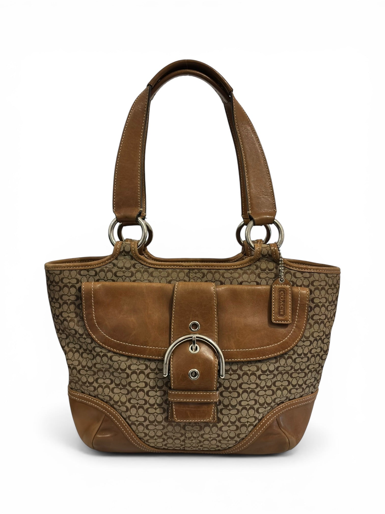 Coach Signature Brown Soho Buckle Canvas & Leather Vintage Shoulder Bag