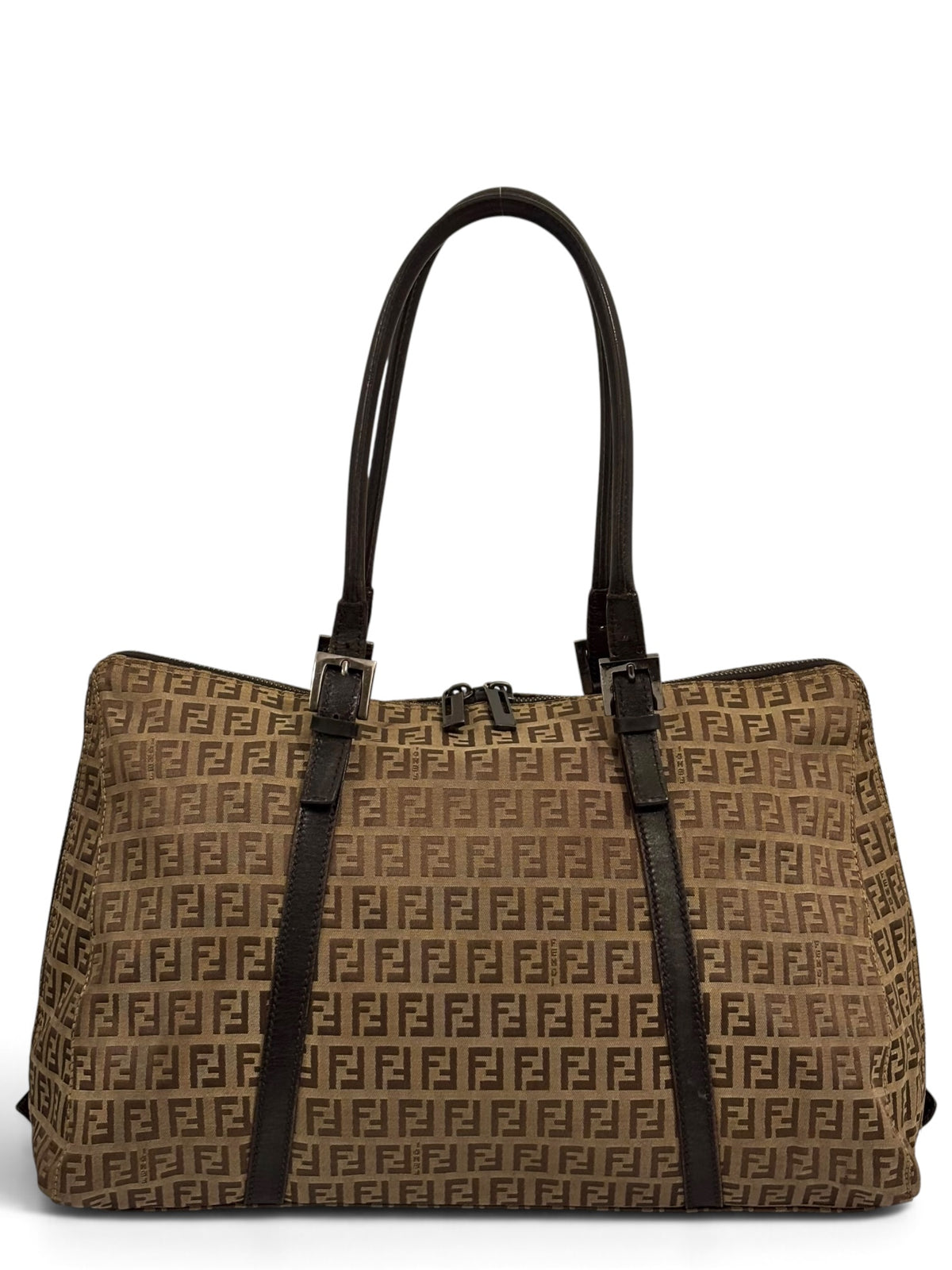 Vintage Fendi Zucca Bag FF Monogram Tote In Brown