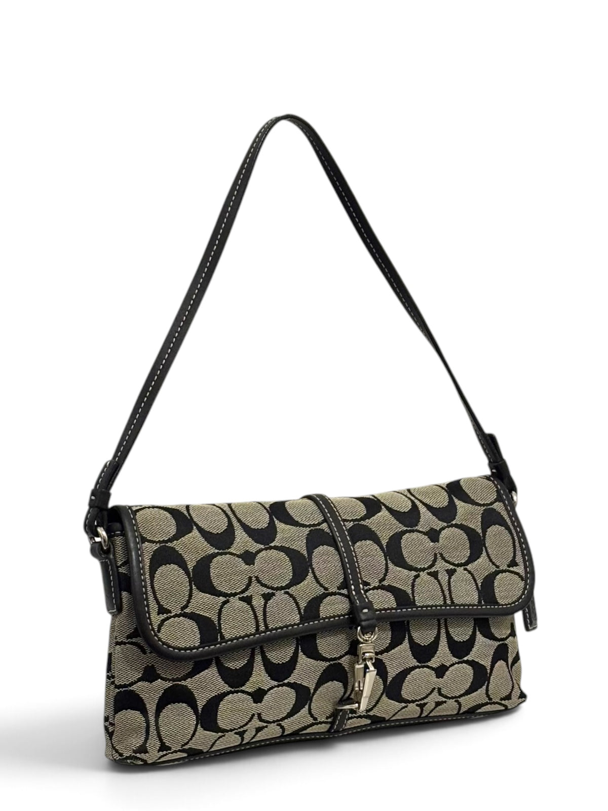 Vintage Coach Hamptons Bag 6348 Signature Black Grey Shoulder Bag