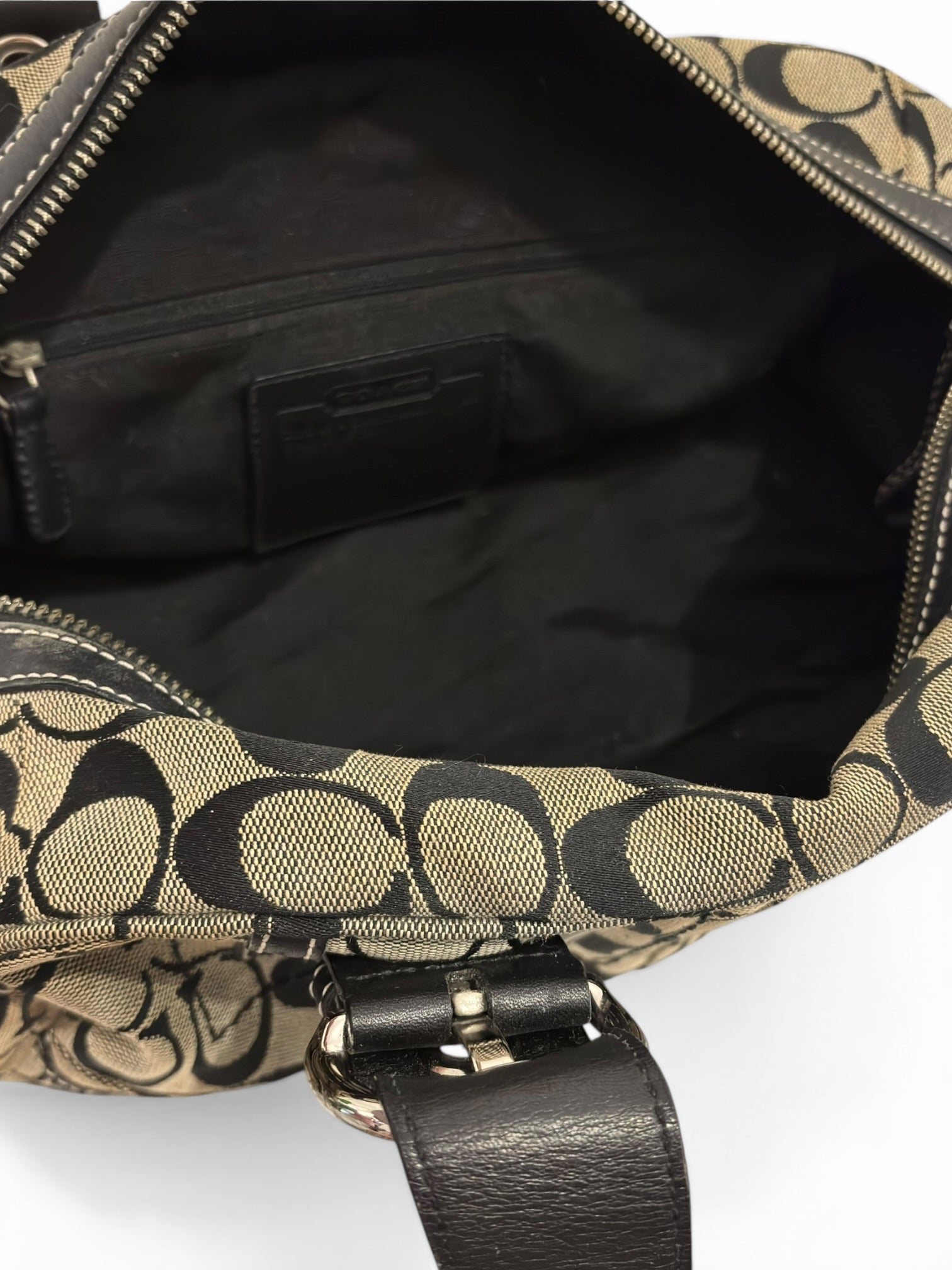 Coach Soho Black & Grey Signature Buckle Boston
Shoulder Bag