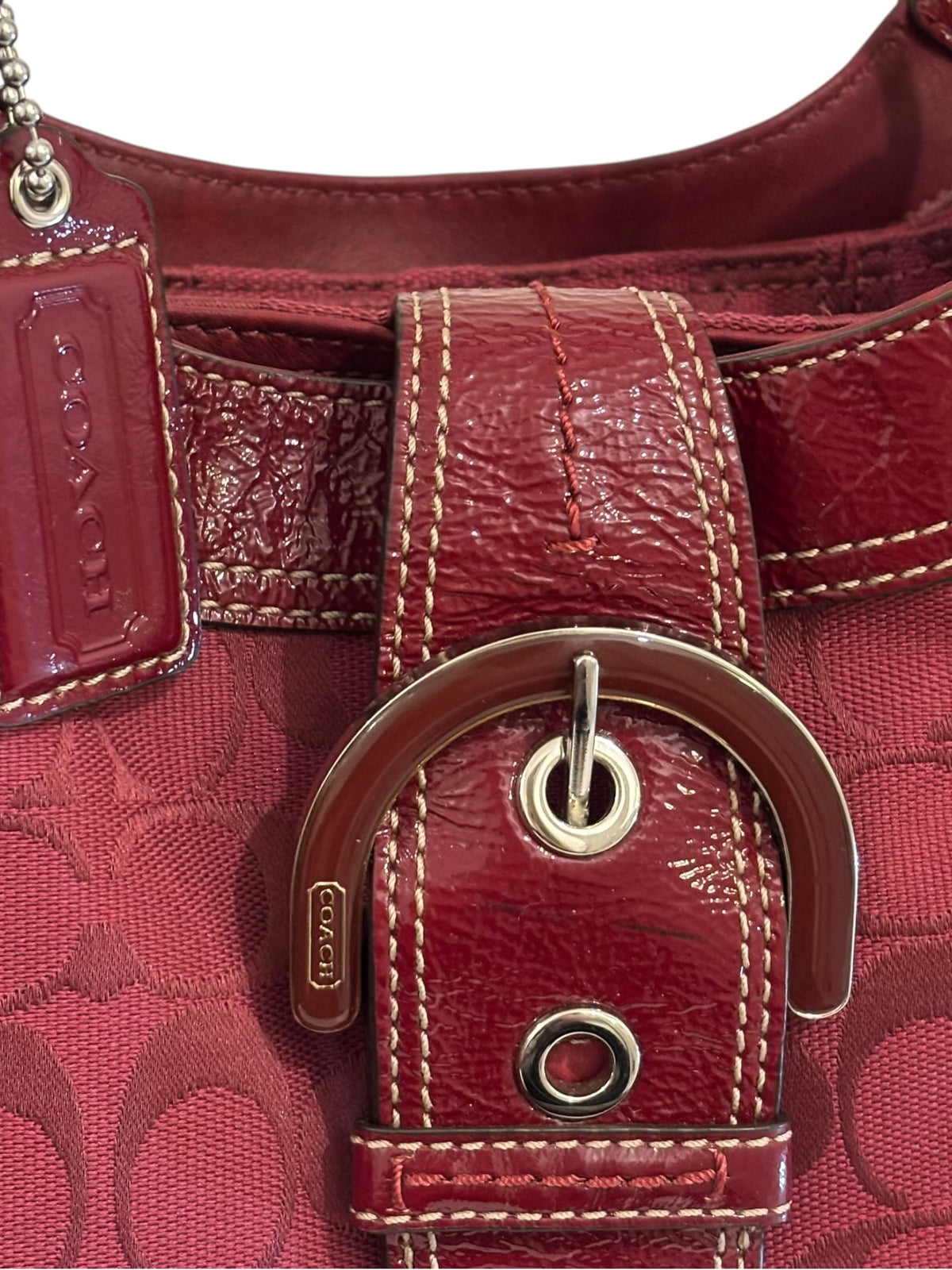 Vintage Coach Soho Lynn Bag F17094 In Burgundy Red Rare Colourway