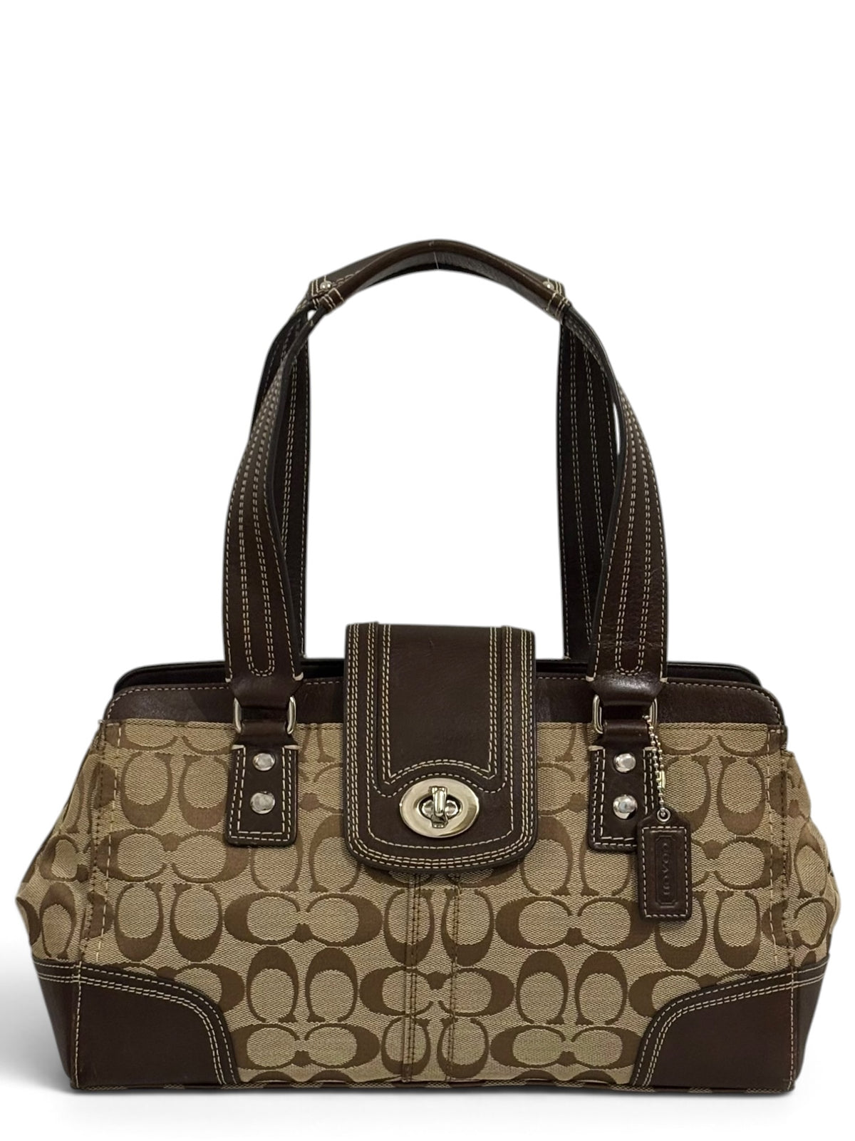 Vintage Coach Hamptons Signature Tote Bag F13975 In Brown