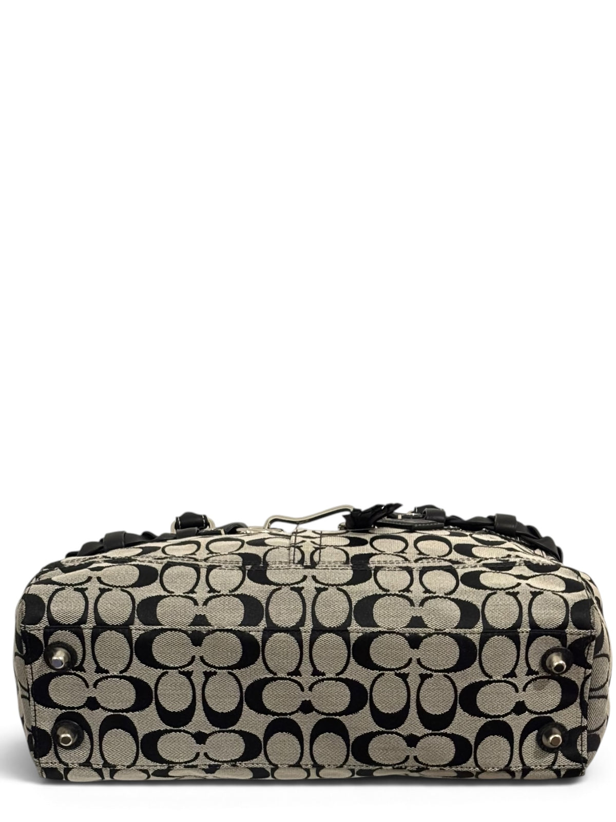 Vintage Coach Hamptons Bag F15665 Signature Braided Black Grey Tote