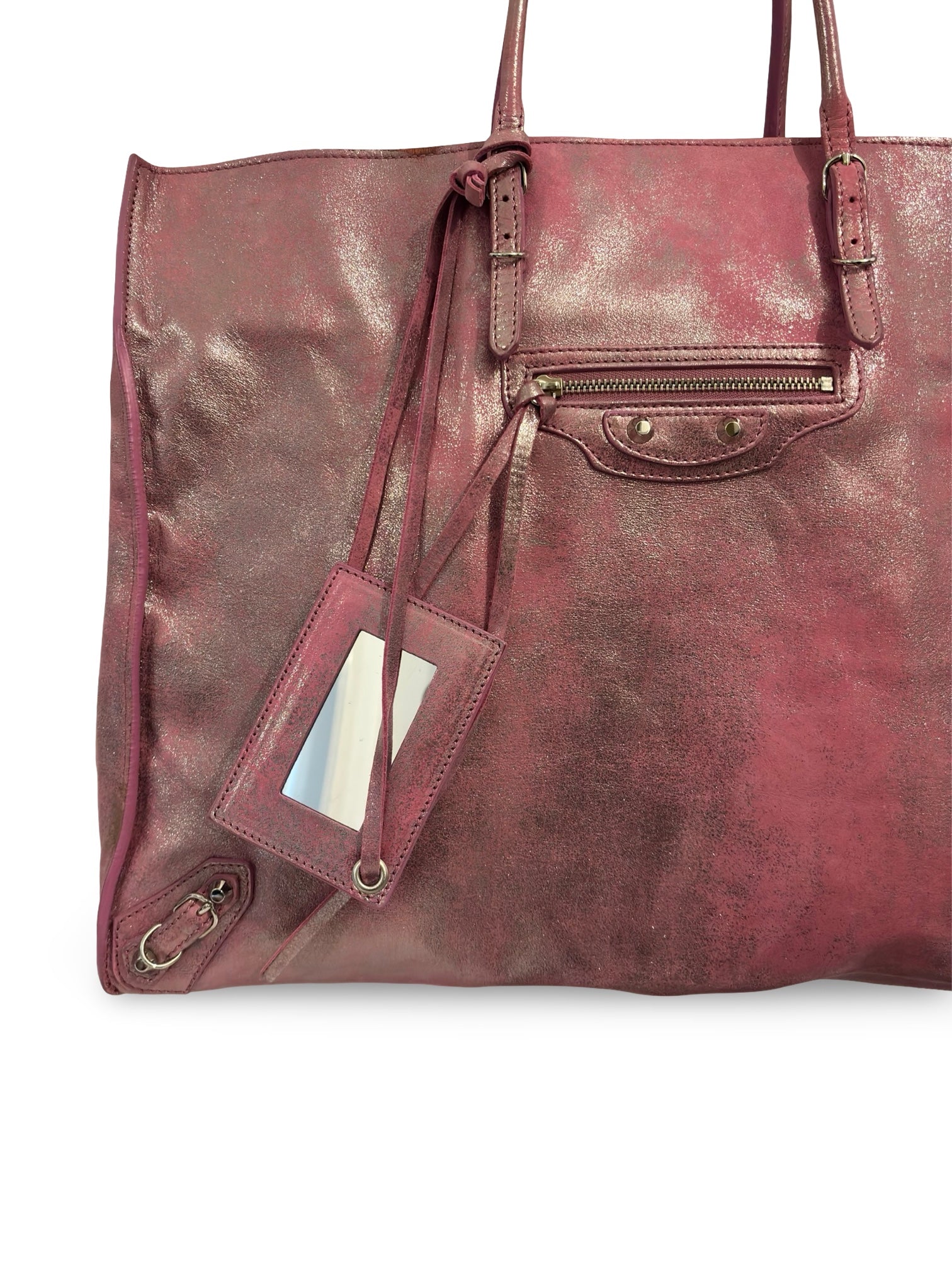 Balenciaga Metallic Leather Pink & Silver Papier A5
City Tote Shoulder Bag