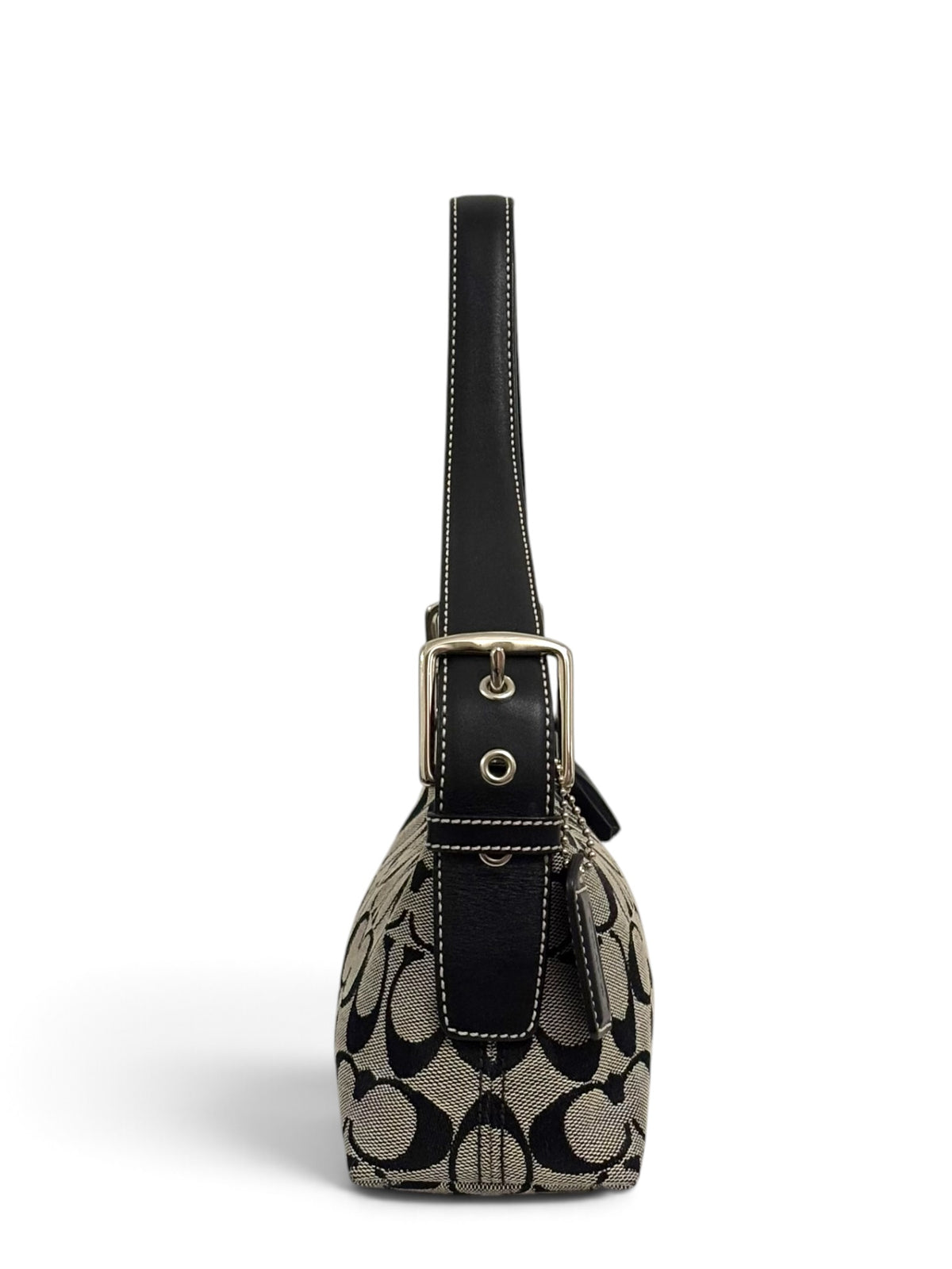 Vintage Coach Baguette Bag 6371 East West In Signature Black & Grey