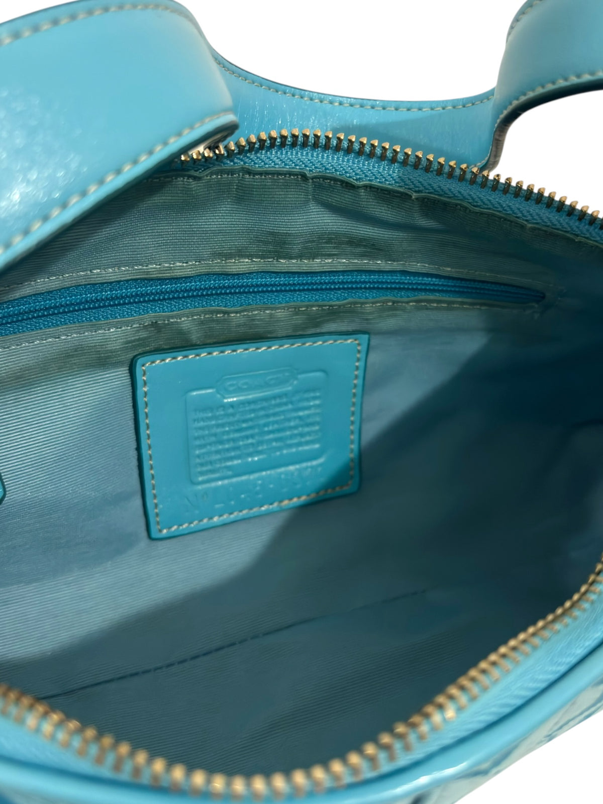 Vintage Coach Bag 6371 East West Signature Baguette In Rare Blue