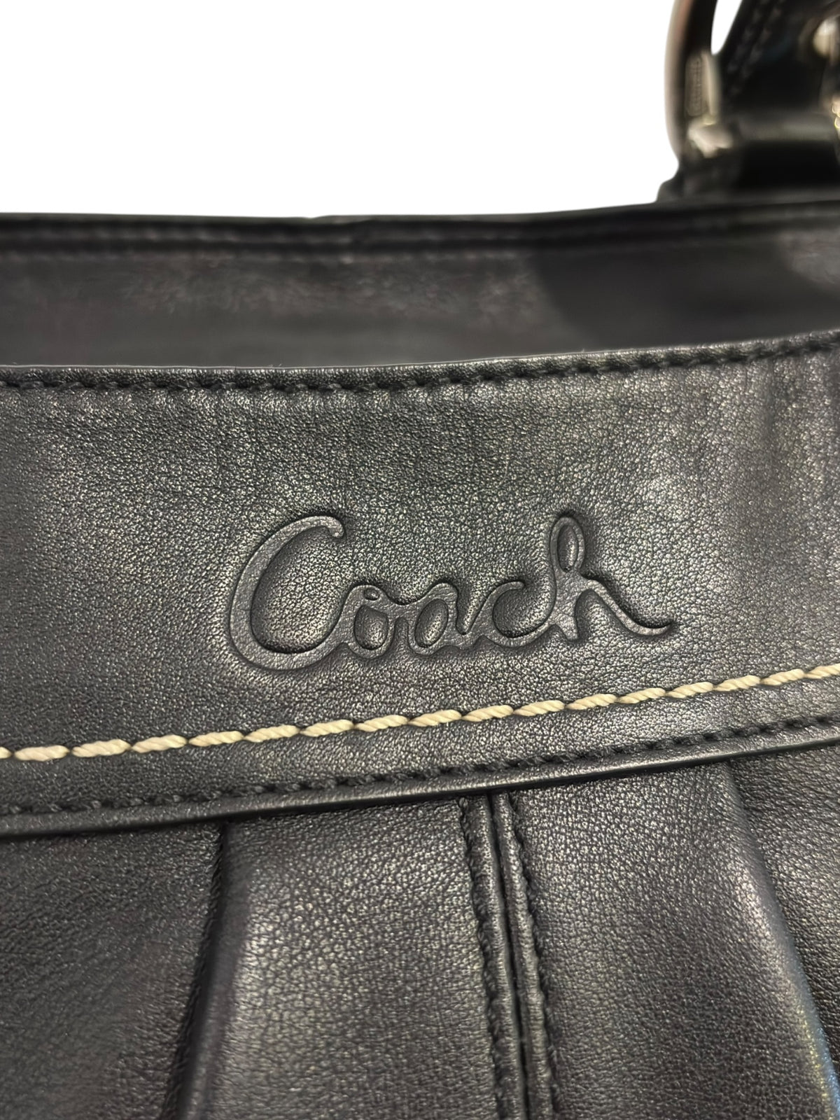 Vintage Coach Soho Bag F13732 Pleated Black Leather Tote