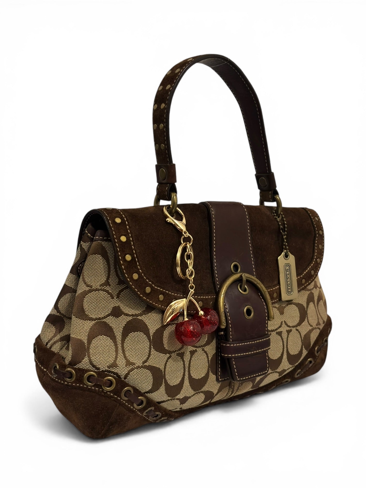 Coach Signature Soho Brown Canvas & Suede
Buckle Handbag F04J-7059